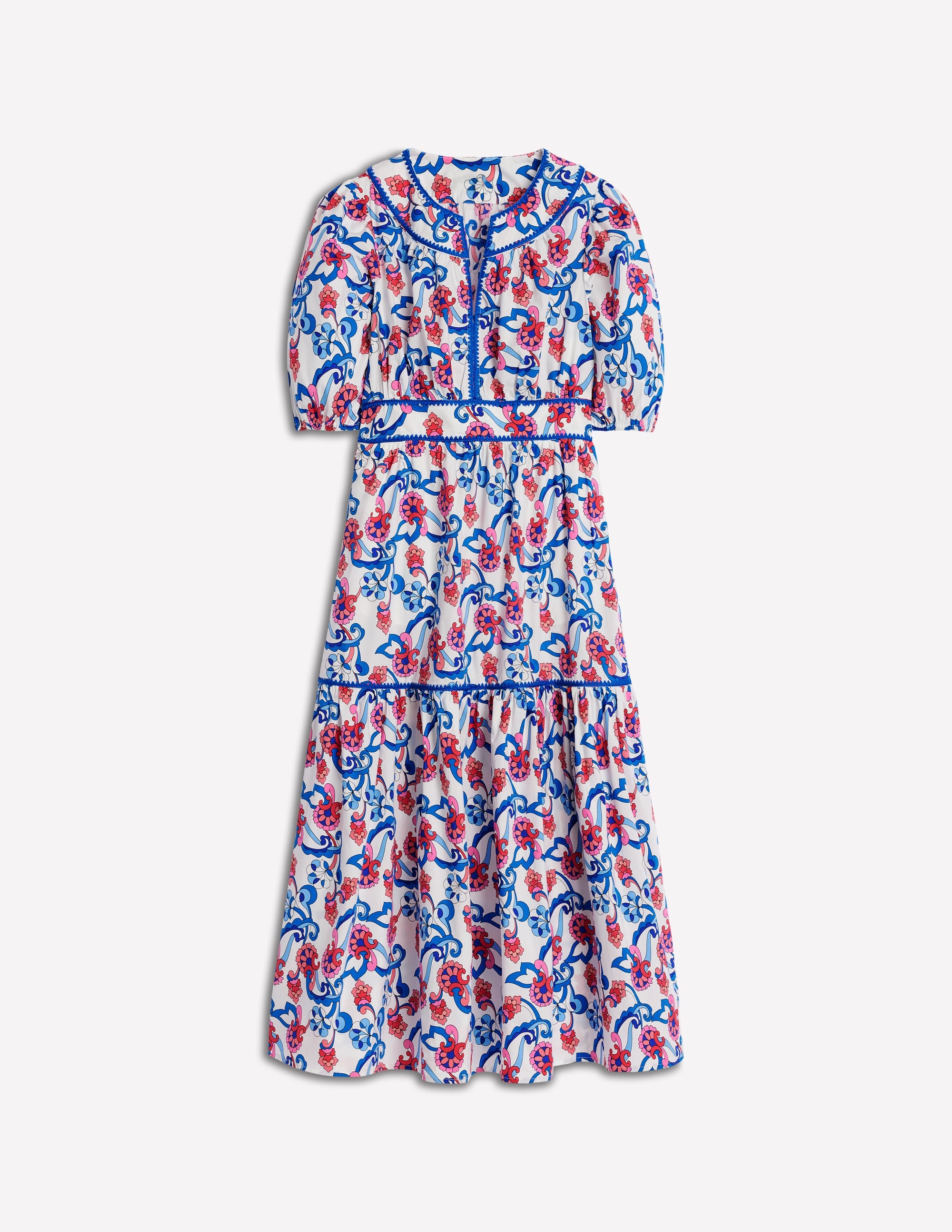 Rhea Embroidered Midi Dress-Ivory, Foliage Trail - Image 8