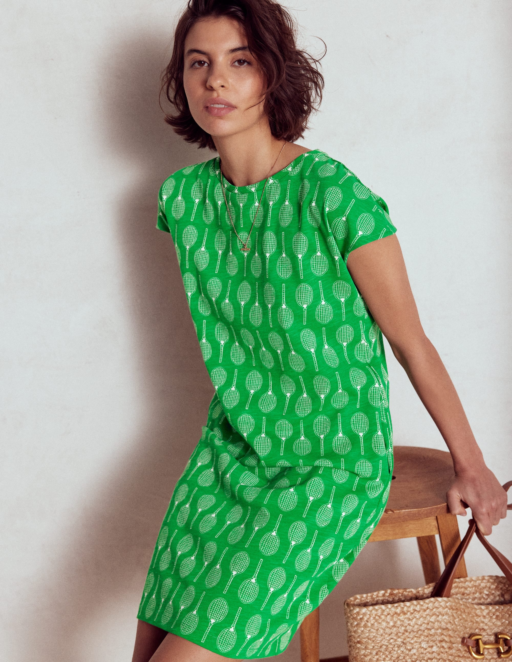 Leah Jersey T-shirt Dress-Rich Emerald, Tennis - Image 1