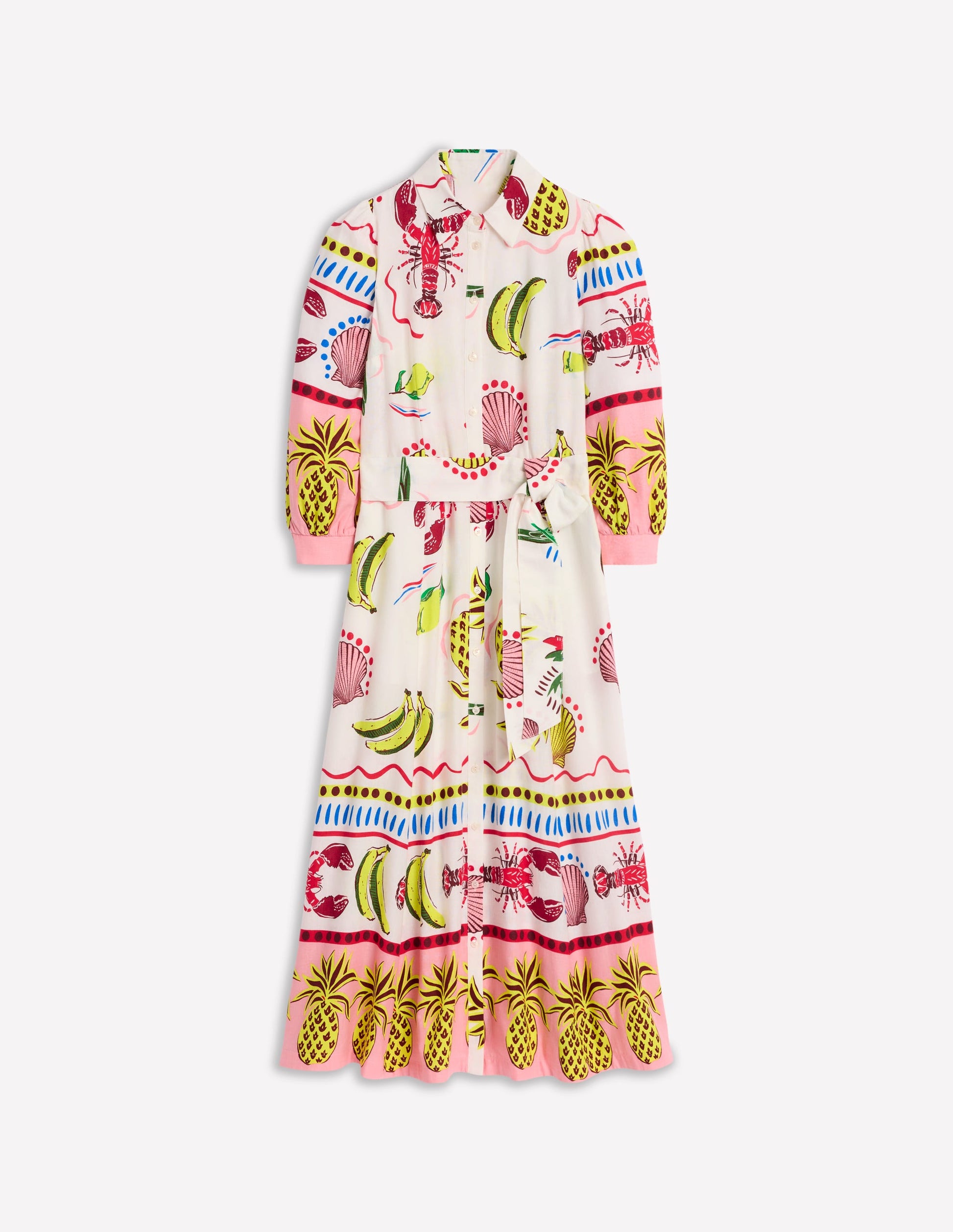 Clara Linen Blend Shirt Dress-Multi, Tropical Bonanza Clara Linen Blend Shirt Dress-Multi, Tropical Bonanza