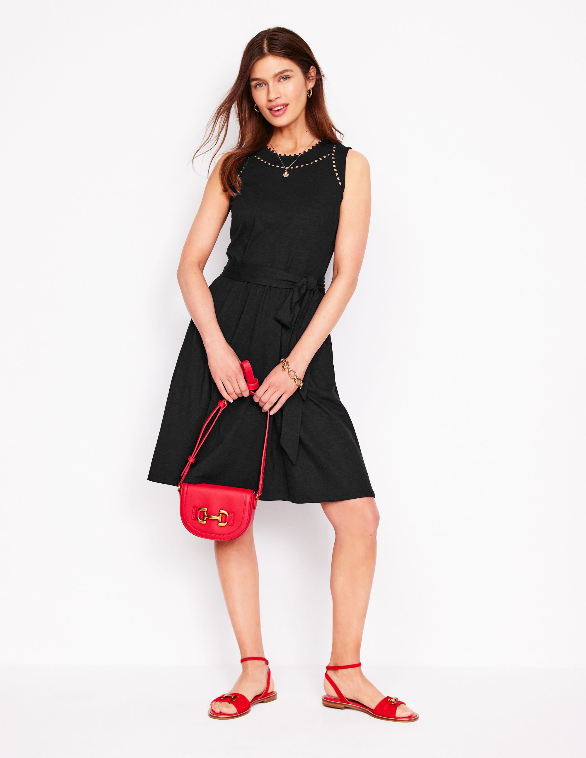 Mila Trim Short Jersey Dress-Black - Image 4