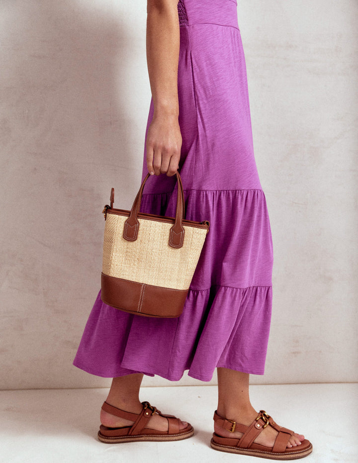 Eloise Tiered Jersey Dress-Foxglove Purple