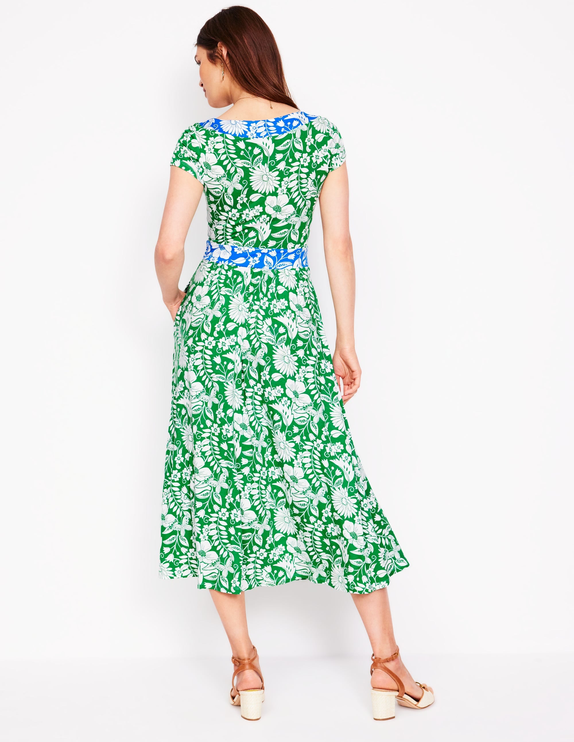 Melanie Jersey Midi Dress-Rich Emerald, Wildflower Trail - Image 3