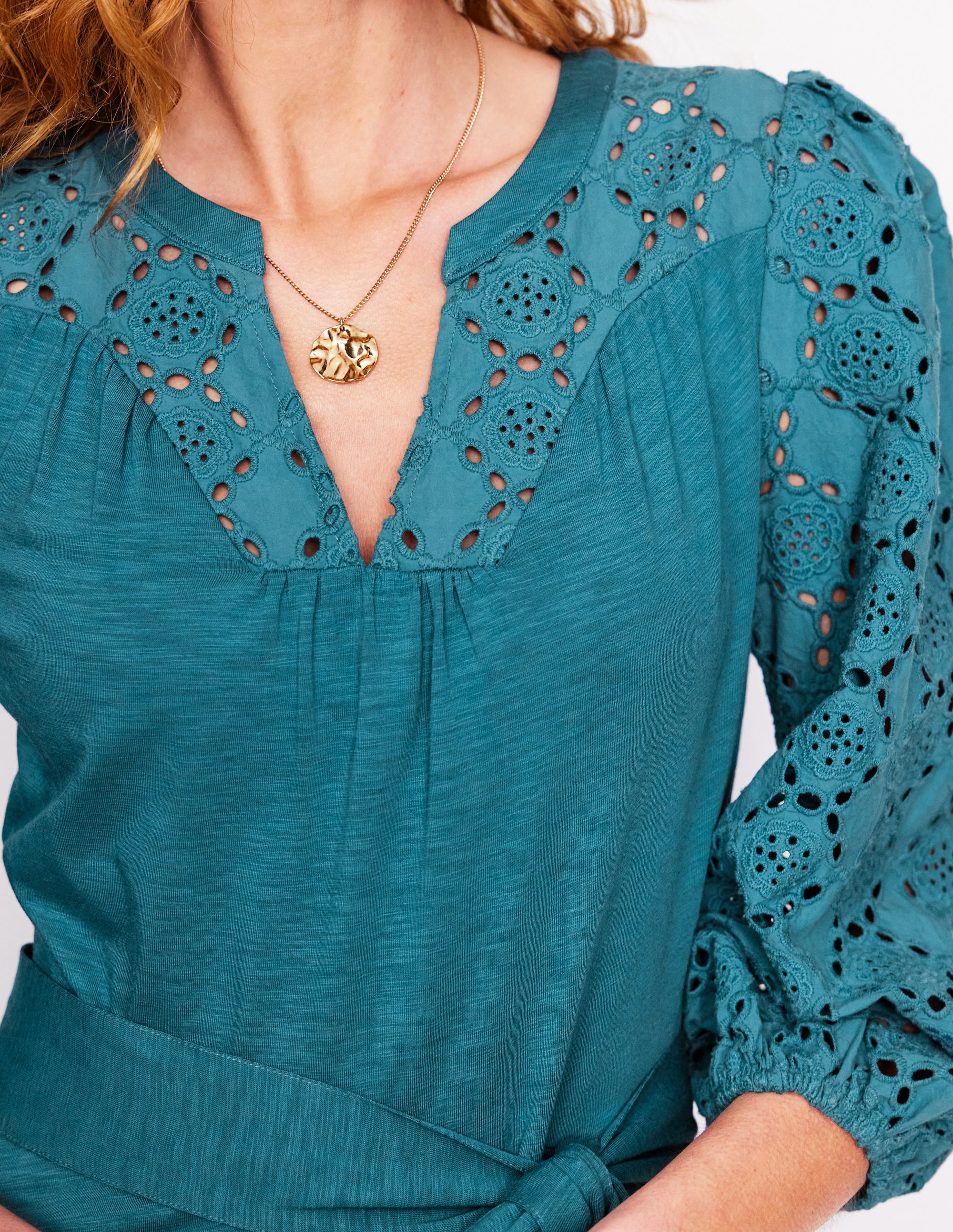 Eden Broderie Jersey Dress-Waterfall Blue - Image 2