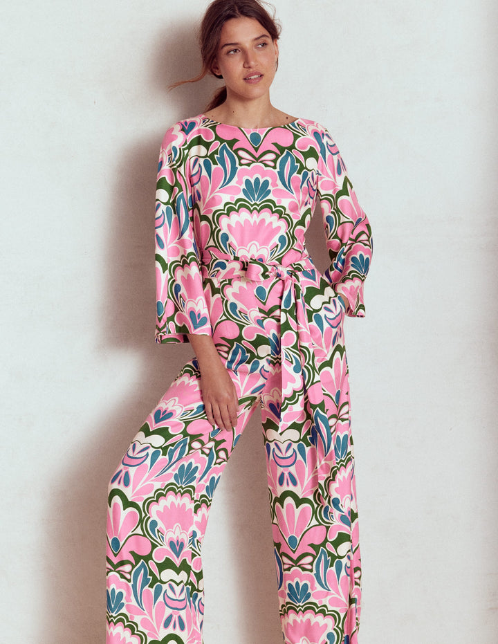 Kimono Sleeve Jumpsuit-Meadowsweet Pink, Freesia