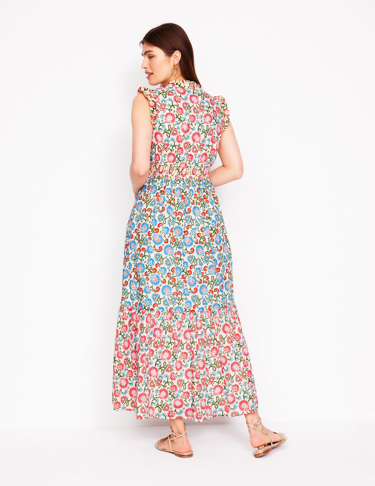 Wren Tiered Midi Dress-Ivory, Garden Vine - Image 3