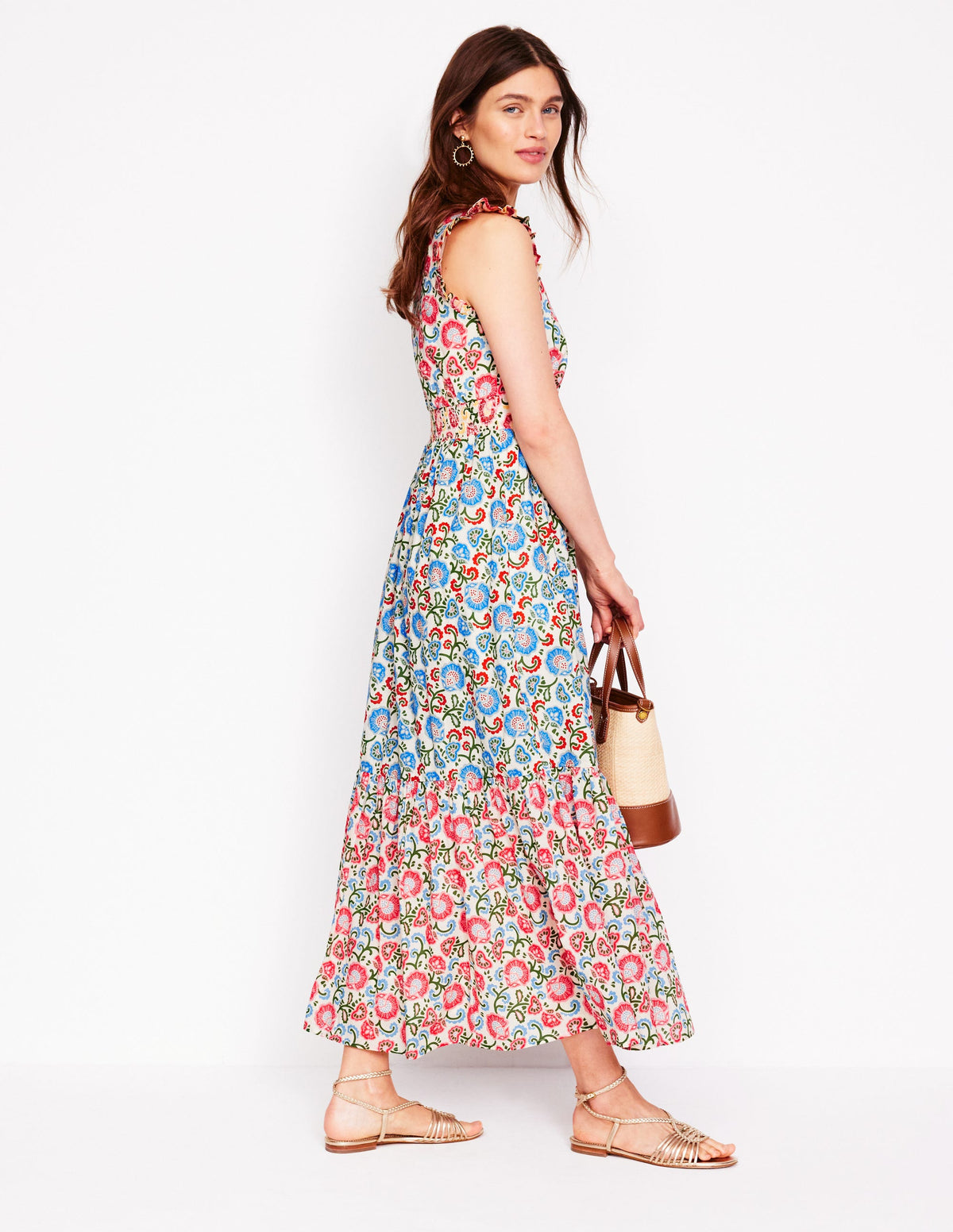 Wren Tiered Midi Dress-Ivory, Garden Vine - Image 4