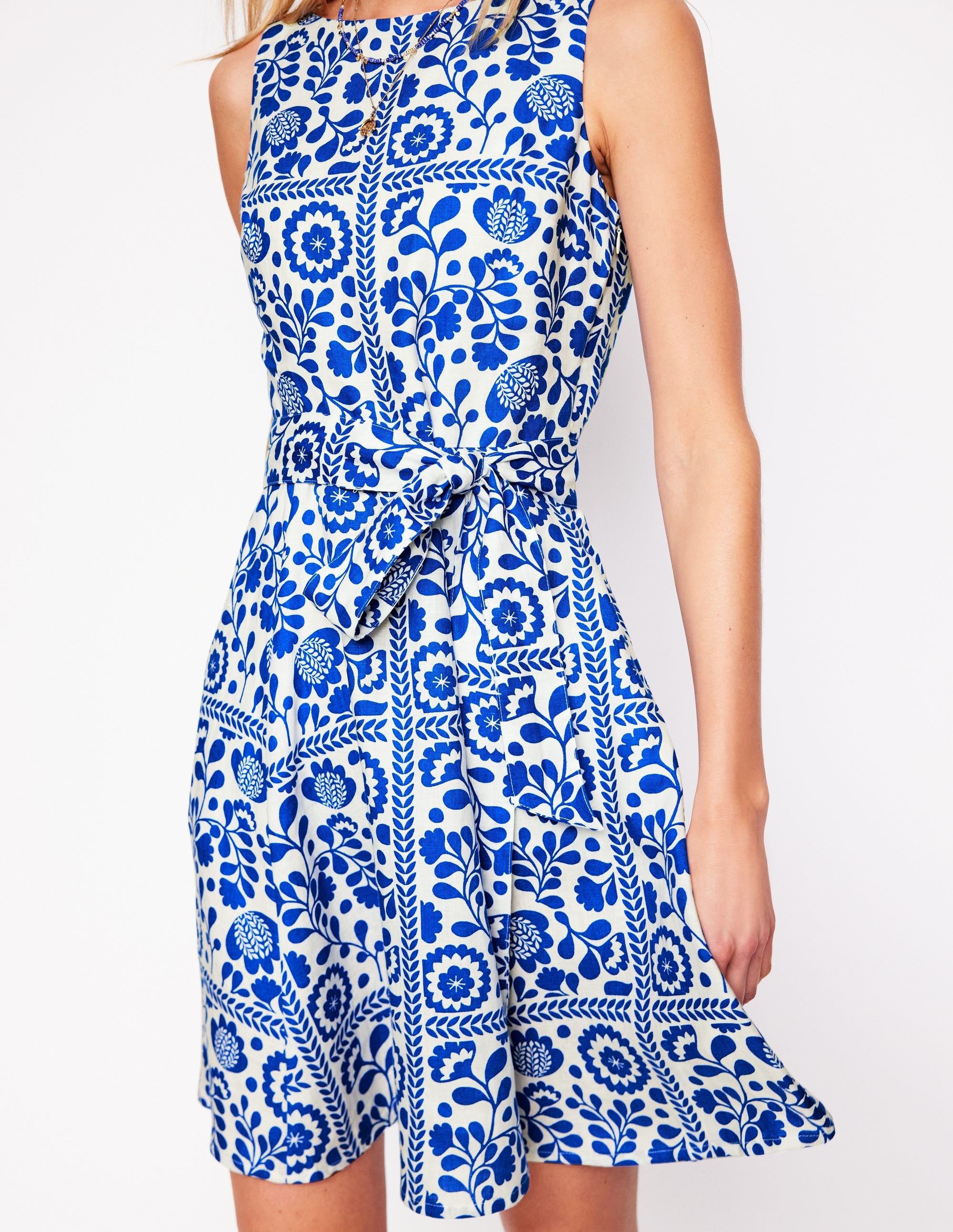 Anya Sleeveless Linen Dress-Gallery Blue, Walled Garden - Image 2