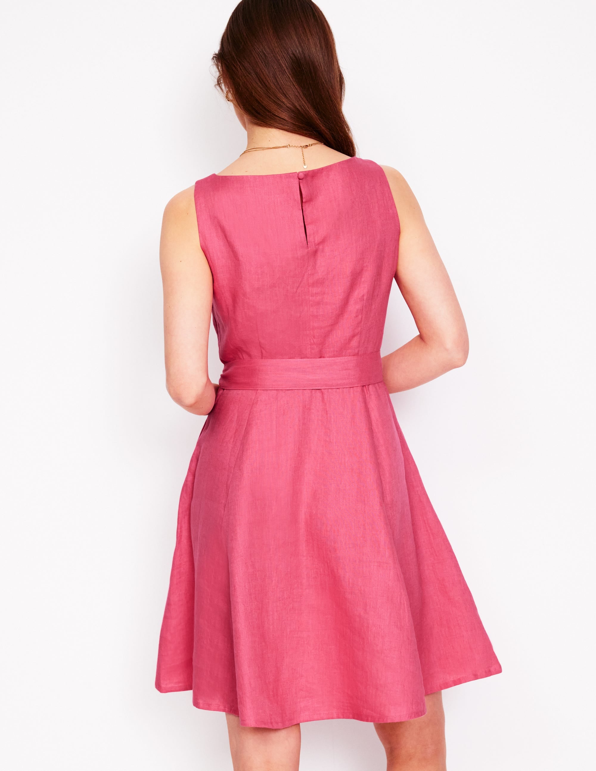 Anya Sleeveless Linen Dress-Rose Pink - Image 3