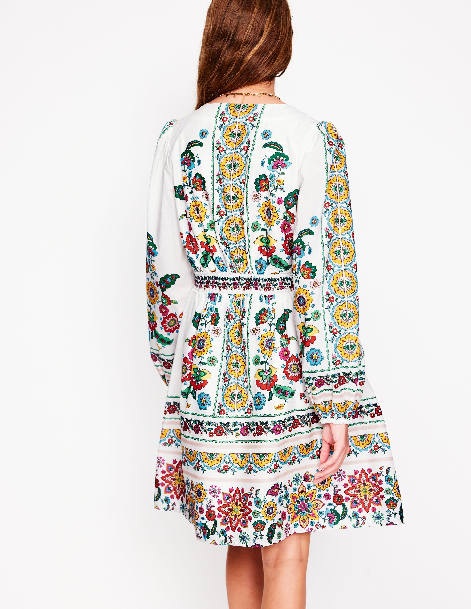 Mya Cotton Short Dress-Ivory, Botanical Sprig - Image 4