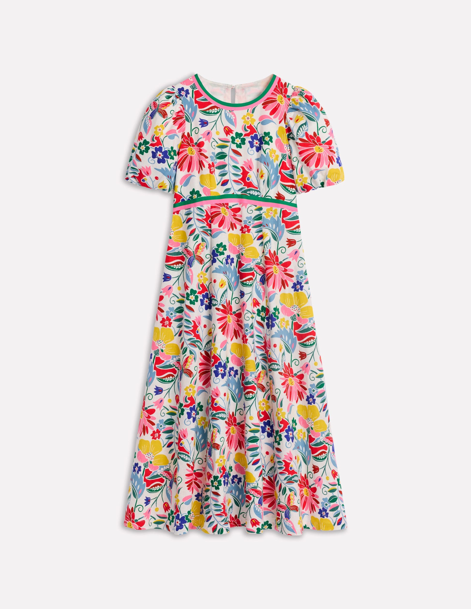 boden empire midi tea dress Empire Linen Tea Dress - Multi, Wildflower Trail