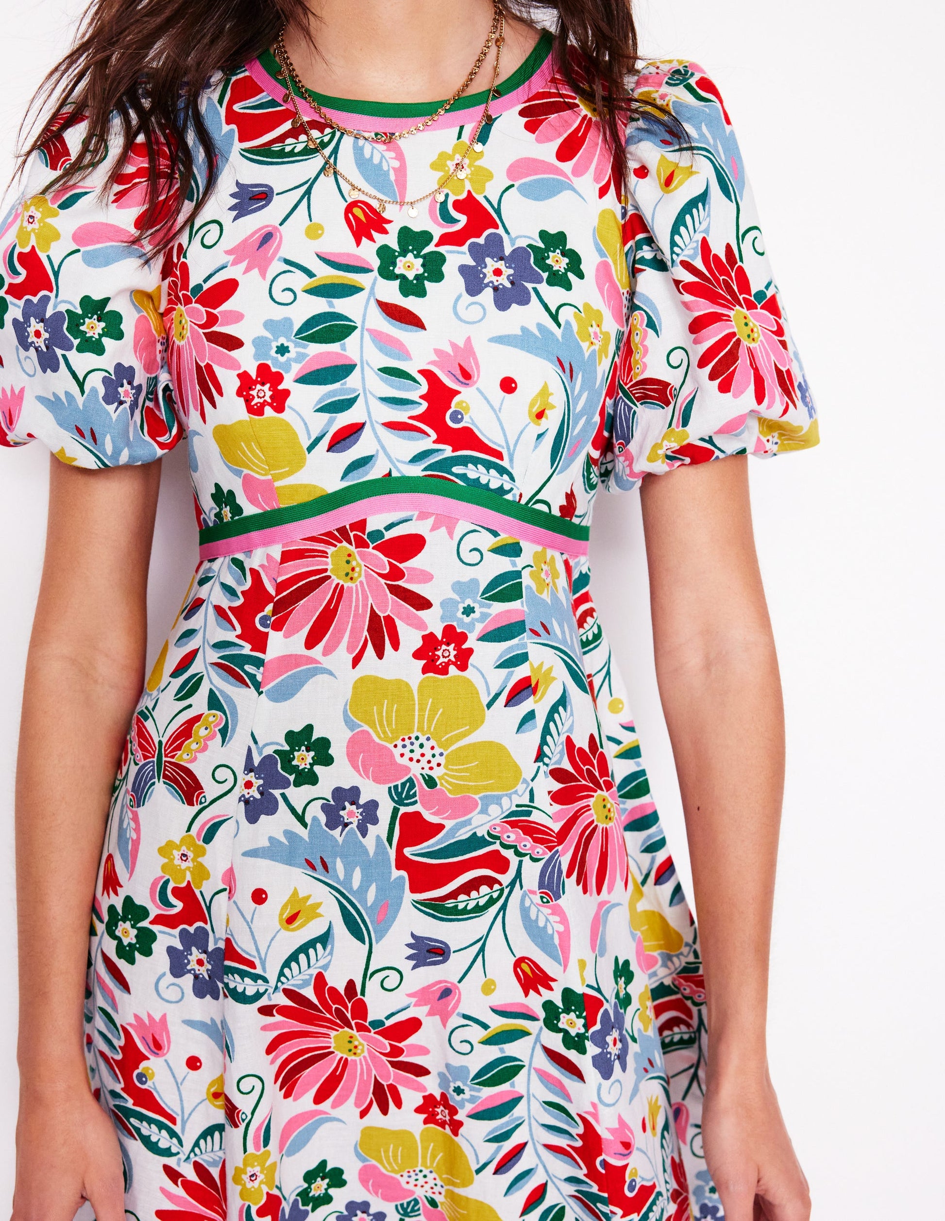 Empire Linen Tea Dress-Multi, Wildflower Trail | Boden UK Empire Linen Tea Dress-Multi, Wildflower Trail | Boden UK