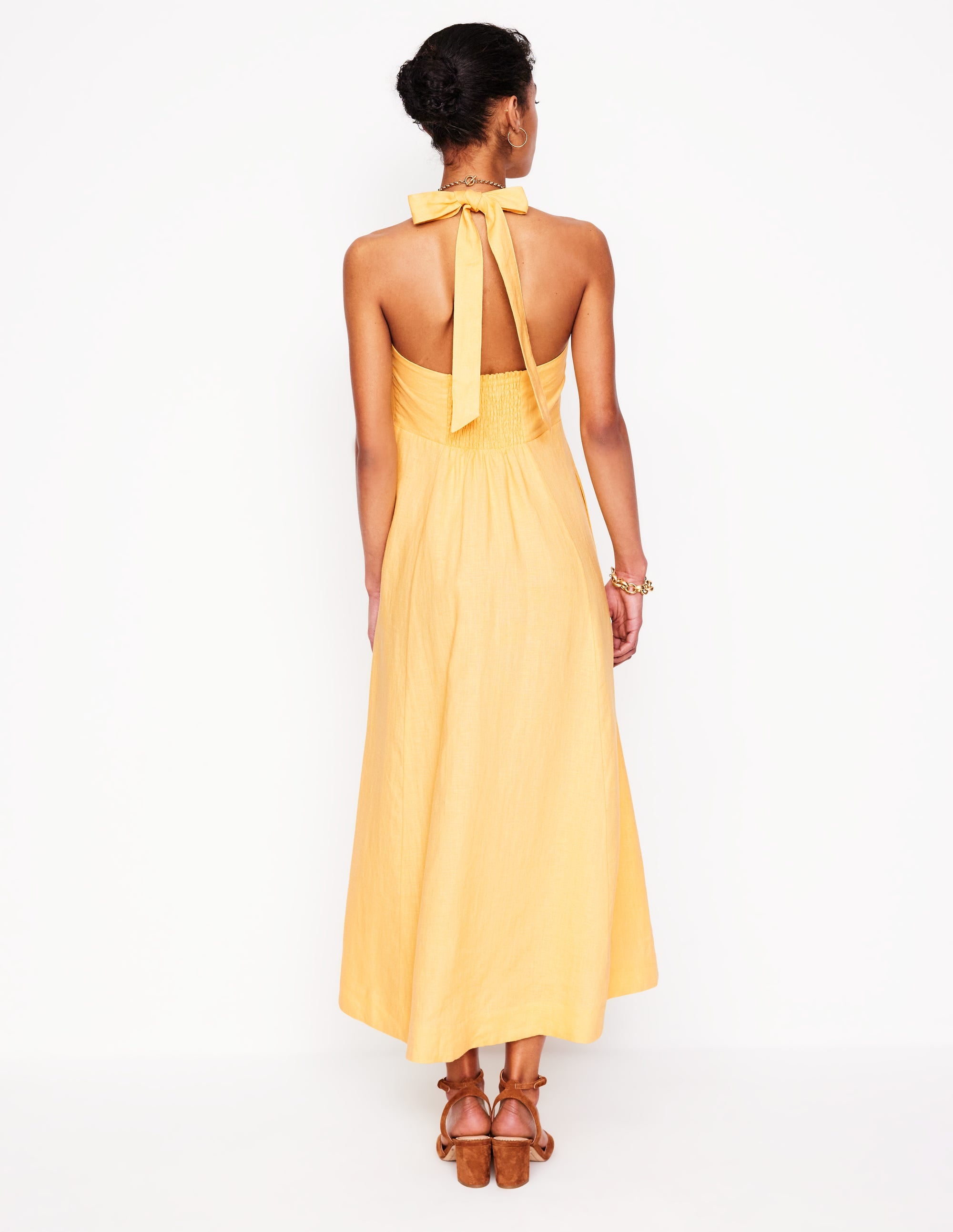 Halter Linen Dress-Buttermilk Yellow - Image 3