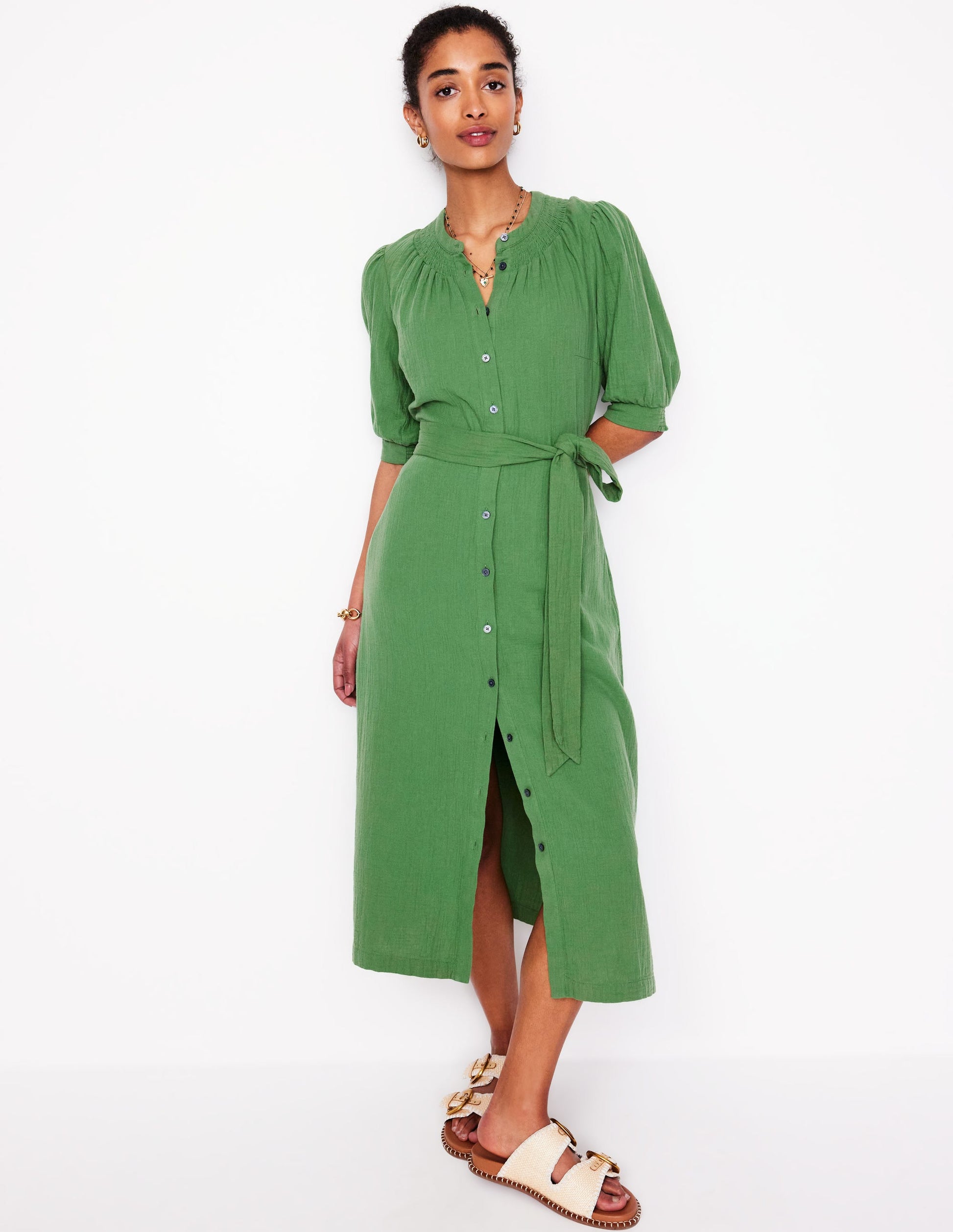 Ada Double Cloth Midi Dress-Paradise Green | Boden AU Ada Double Cloth Midi Dress-Paradise Green | Boden AU