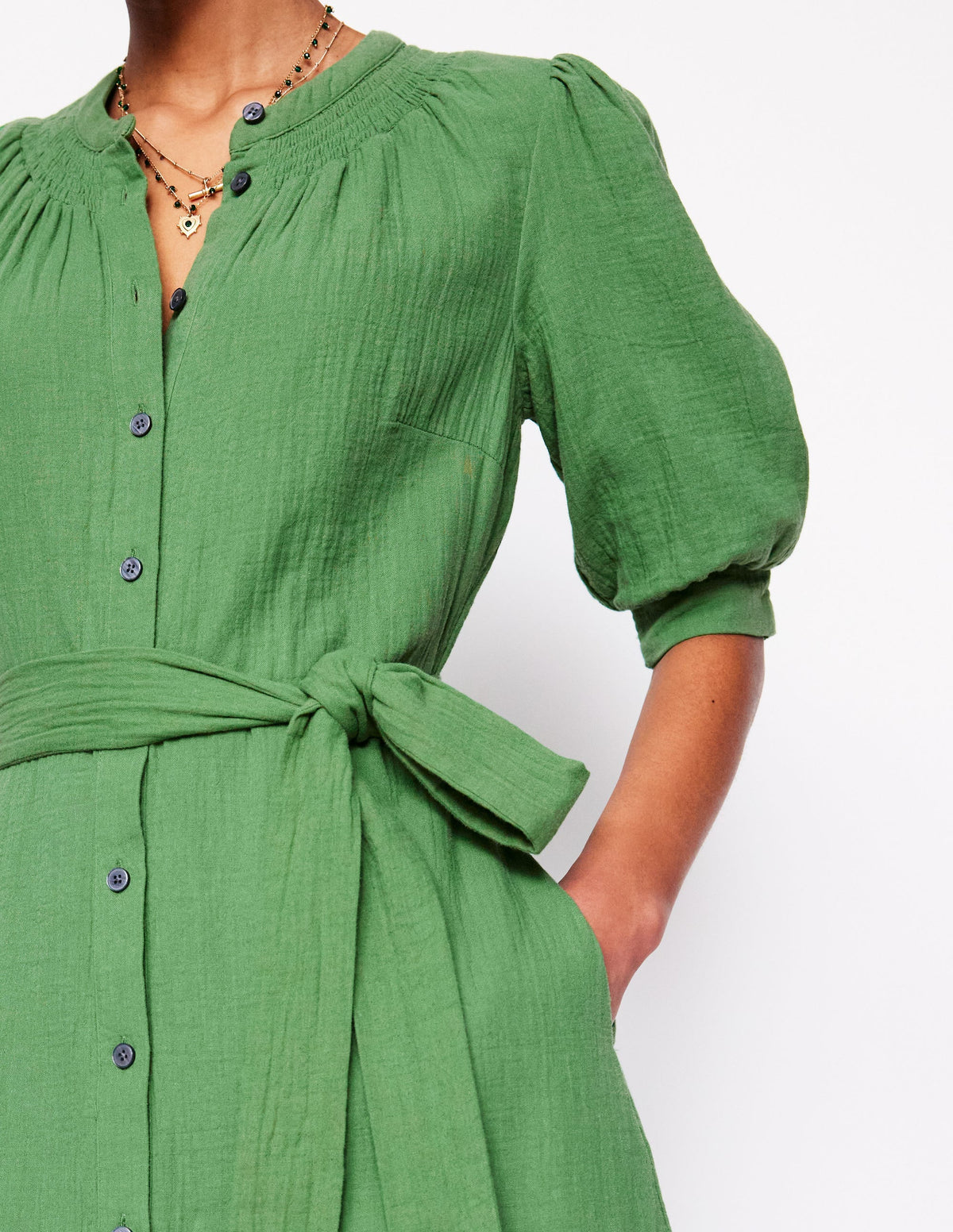 Ada Double Cloth Midi Dress-Paradise Green - Image 2