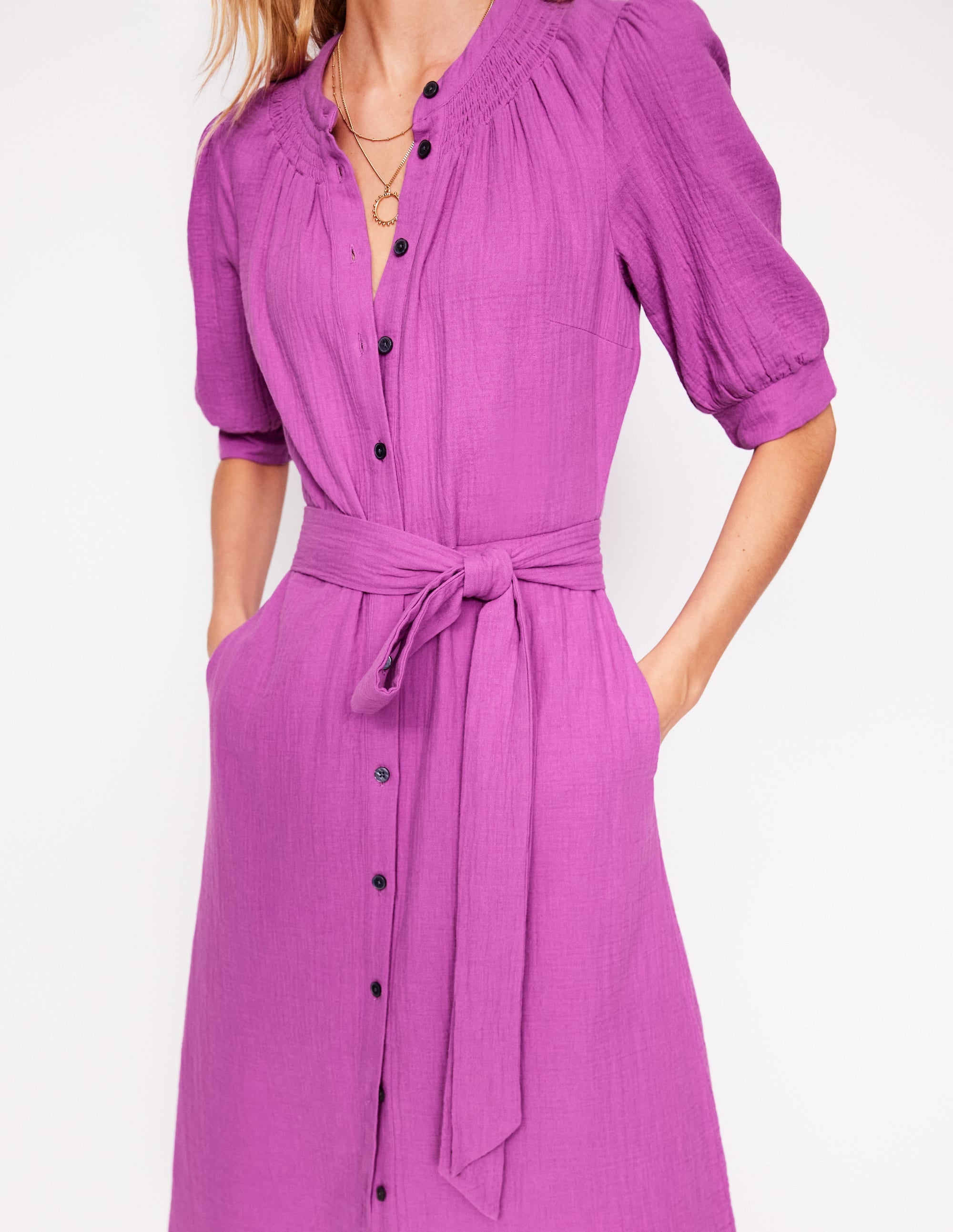 Ada Double Cloth Midi Dress-Foxglove Purple - Image 2