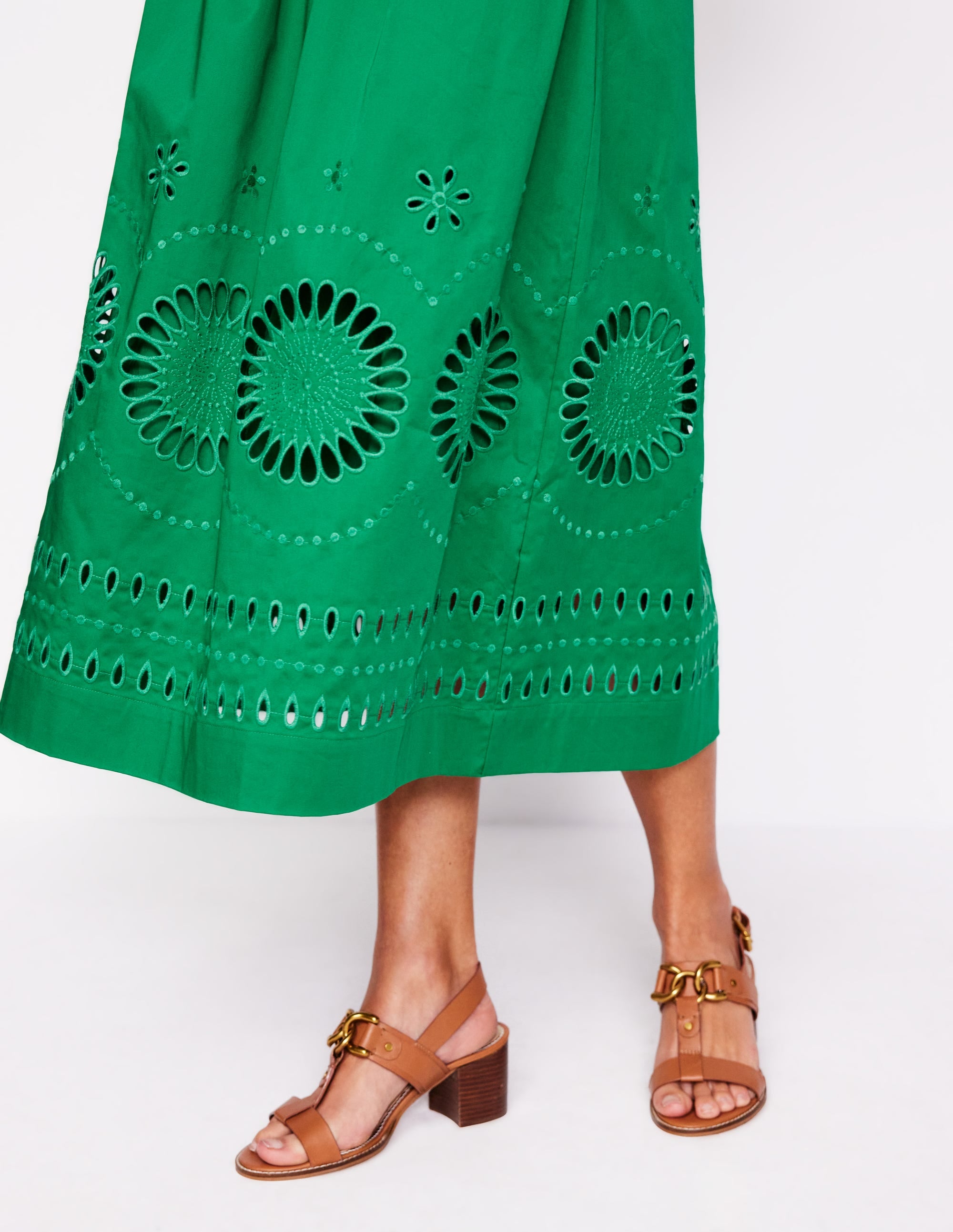 Lauren Broderie Midi Dress-Rich Emerald, Broderie - Image 5