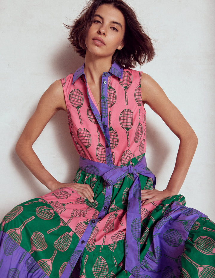 Multi Tiered Shirt Dress-Multi, Tennis