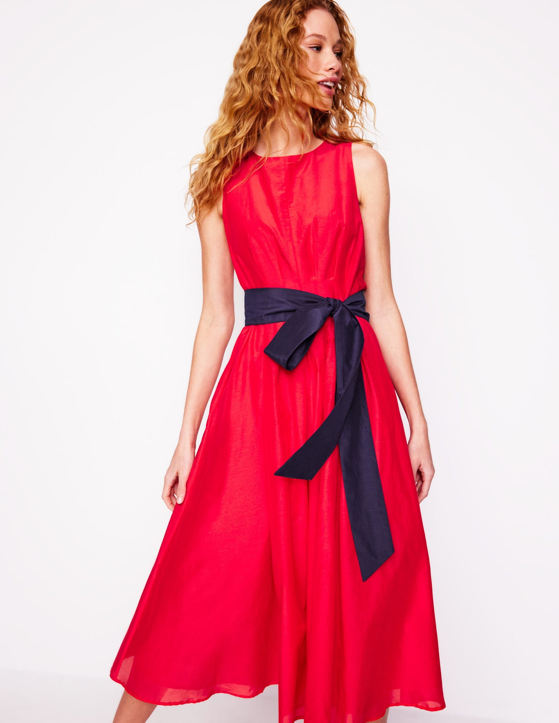 Pleated Sleeveless Dress-Poppy Red | Boden UK Pleated Sleeveless Dress-Poppy Red | Boden UK