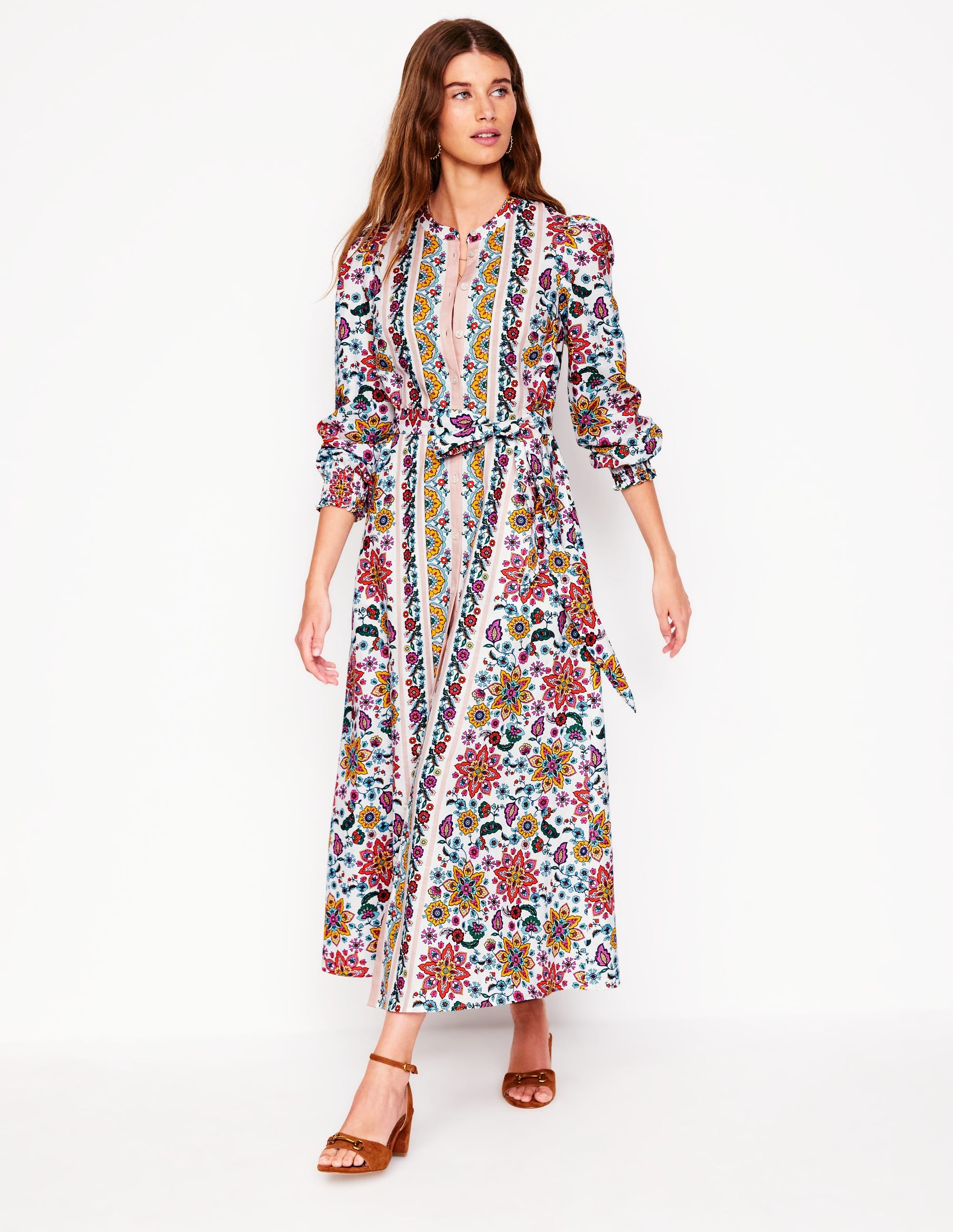Ruby Linen Blend Shirt Dress-Ivory, Botanical Sprig - Image 5