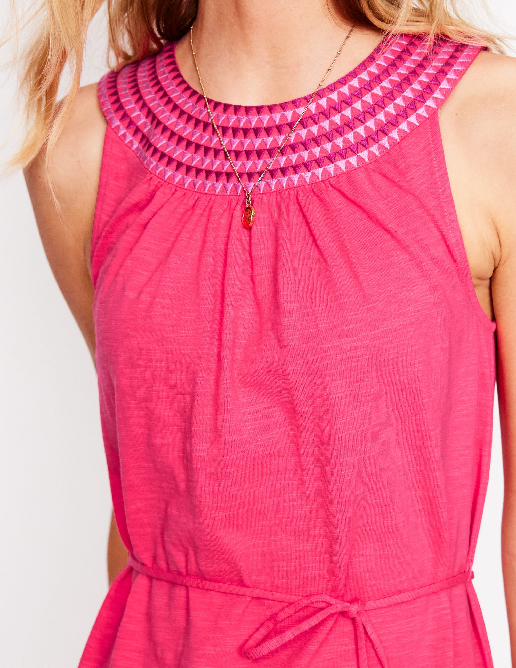 Eleni Embroidered Short Dress-Camelia Pink - Image 2