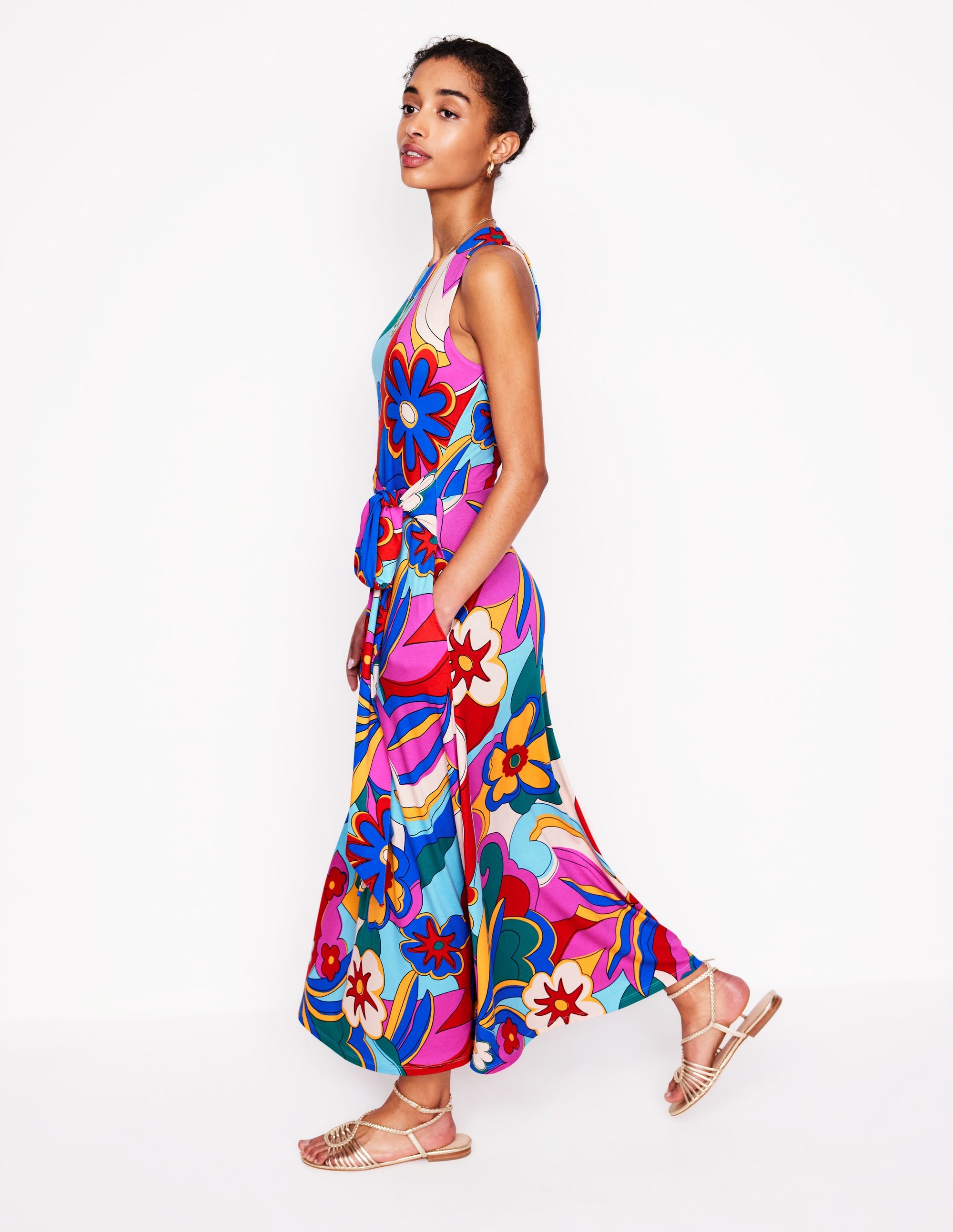 Grown On Tie Trapeze Dress-Multi, Blossomy Pop - Image 5