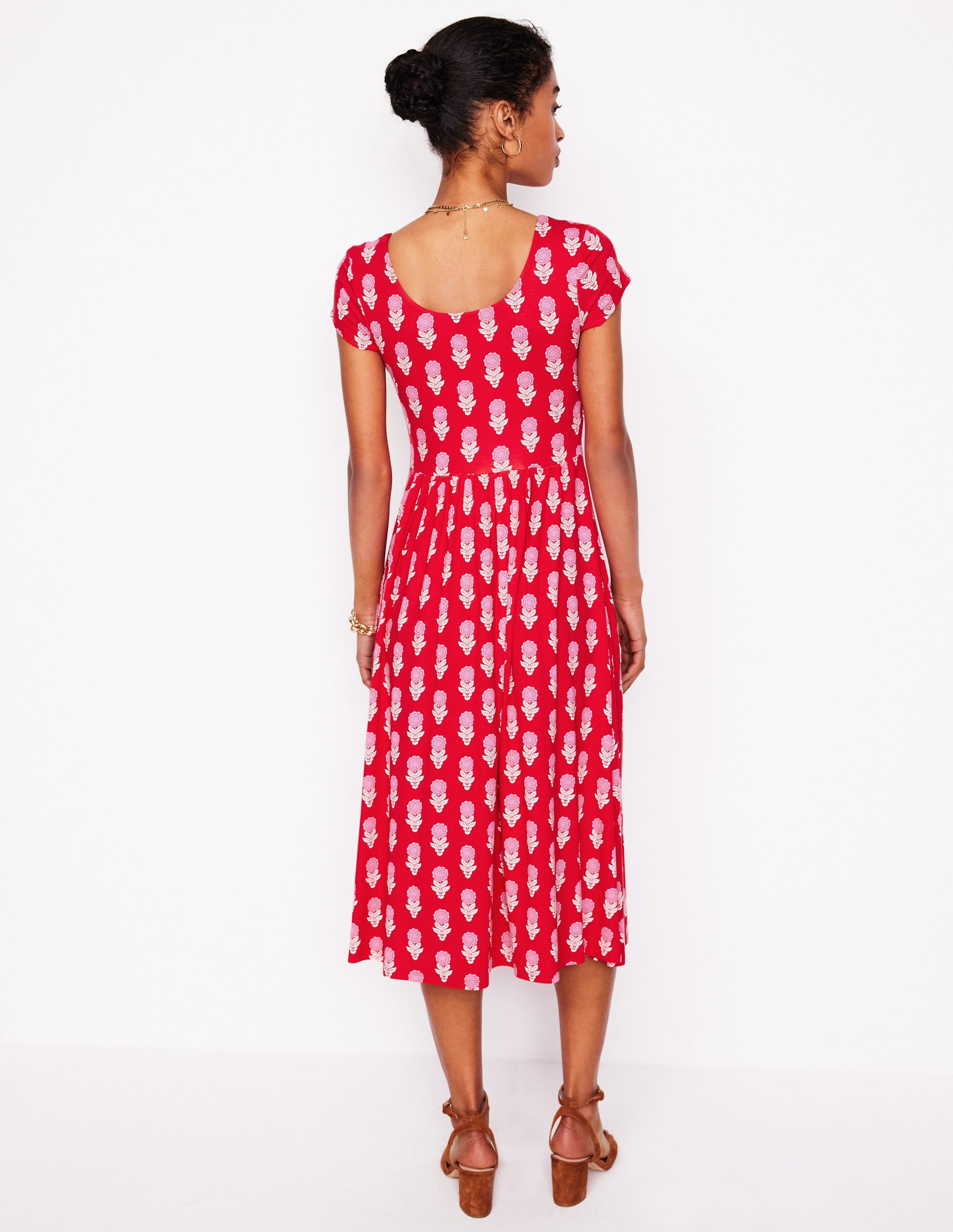 Samantha Scoop Jersey Dress-Poppy Red, Dahlia Sprig - Image 3