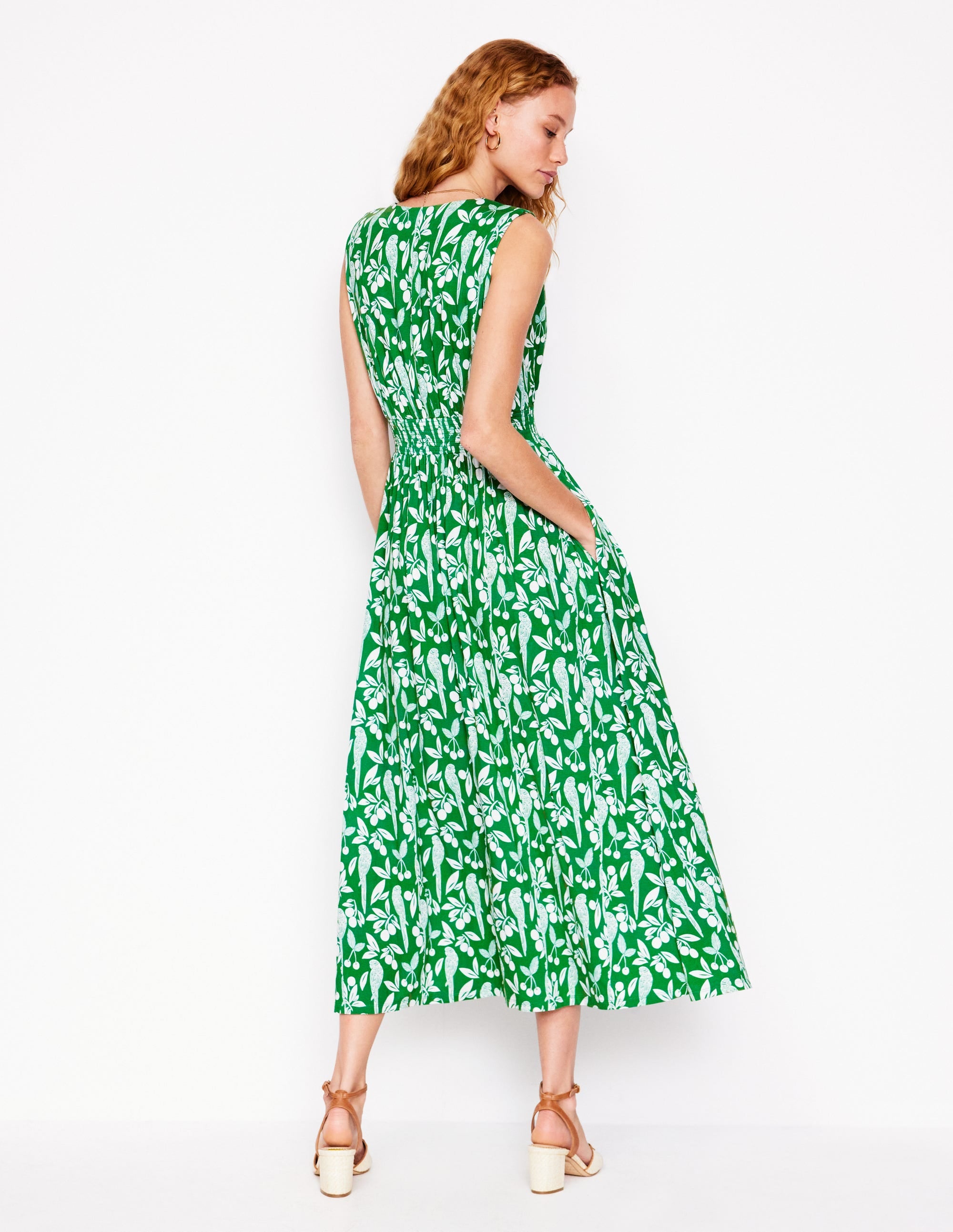 Paloma Jersey Maxi Dress-Rich Emerald, Parrot Pop - Image 3