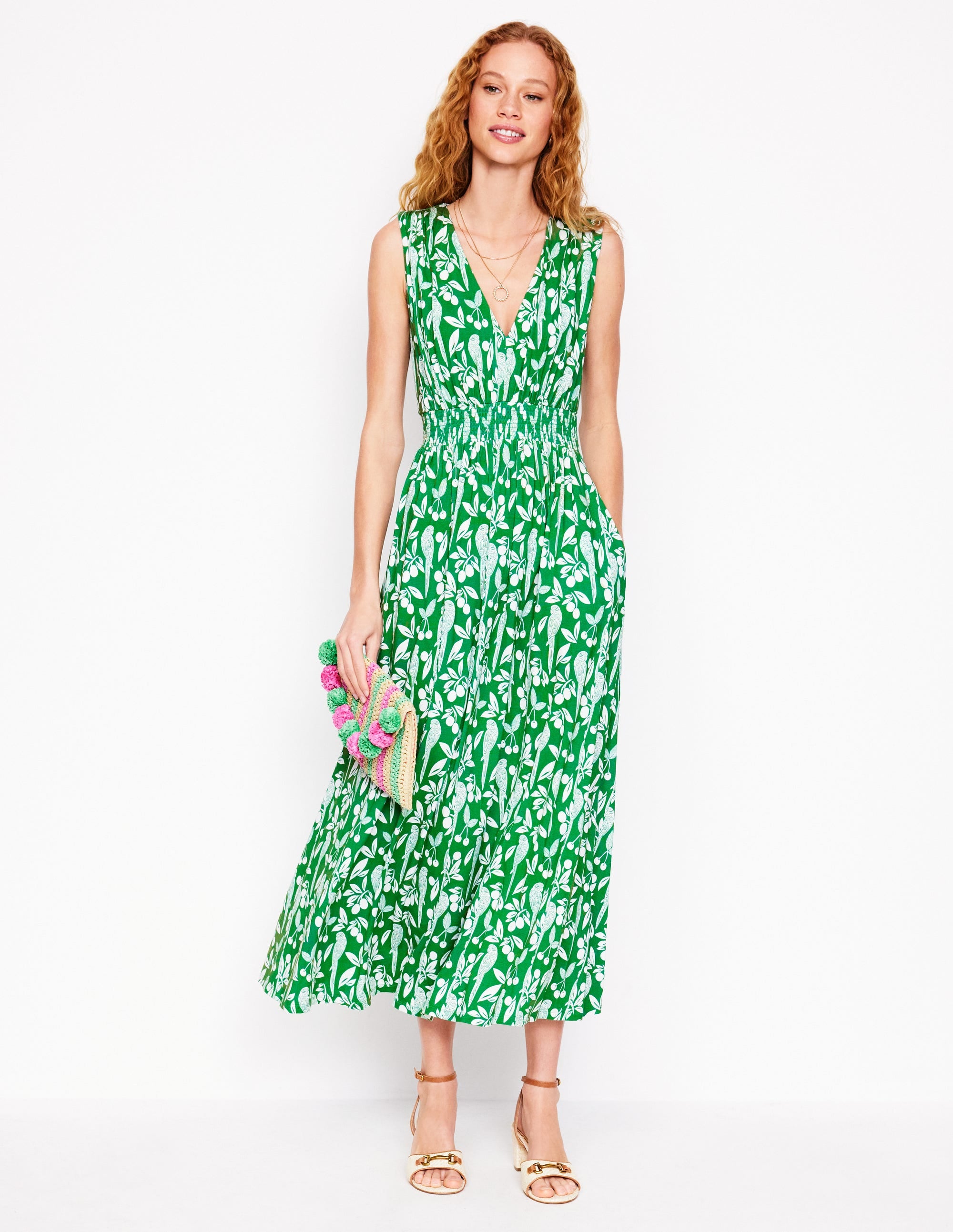 Paloma Jersey Maxi Dress-Rich Emerald, Parrot Pop - Image 4