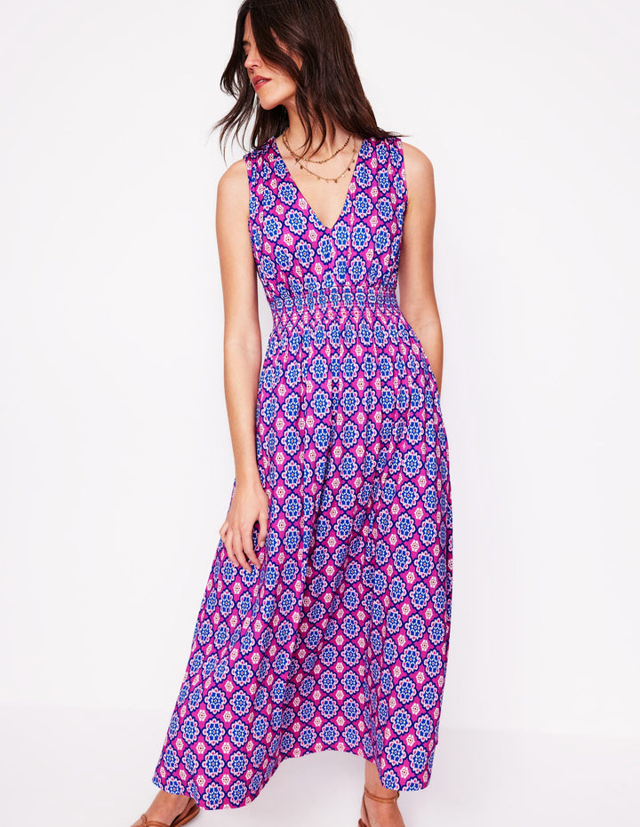 Paloma Jersey Maxi Dress-Cosmos Pink, Bloom Geo