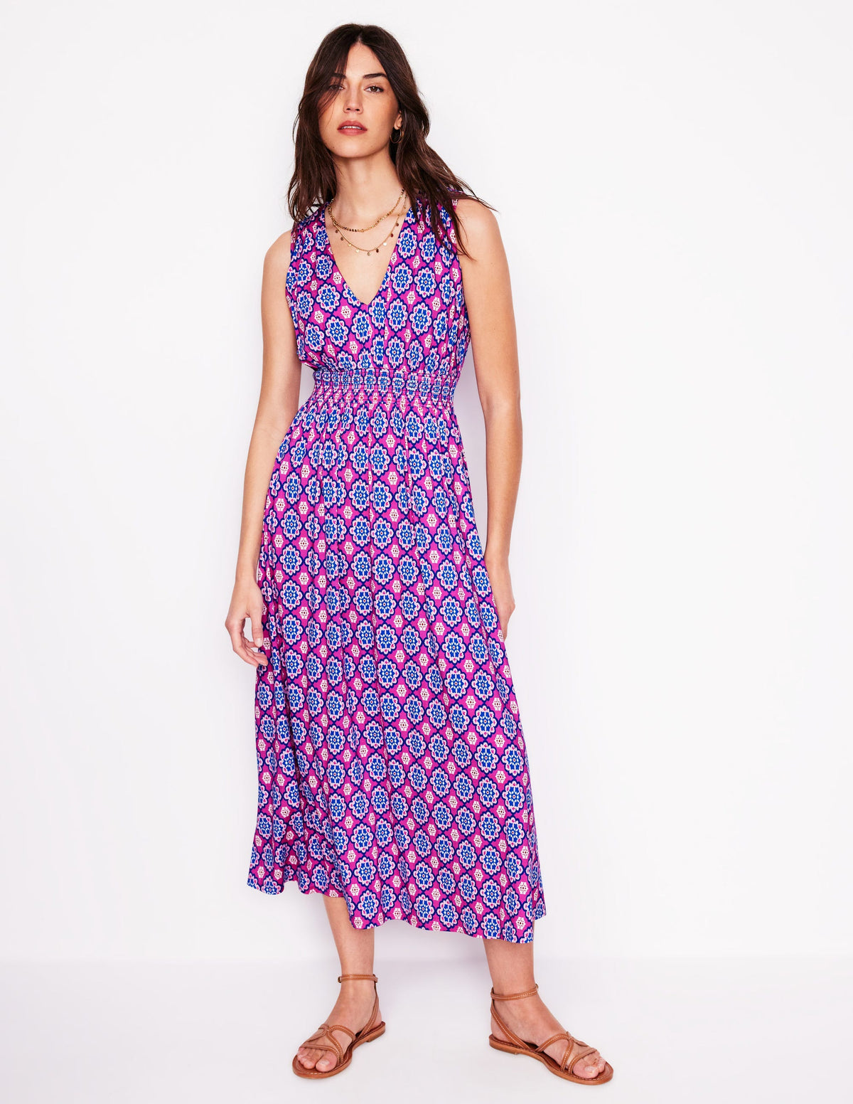 Paloma Jersey Maxi Dress-Cosmos Pink, Bloom Geo - Image 4