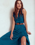 Aria Broderie Trim Midi Dress-Harbour Blue