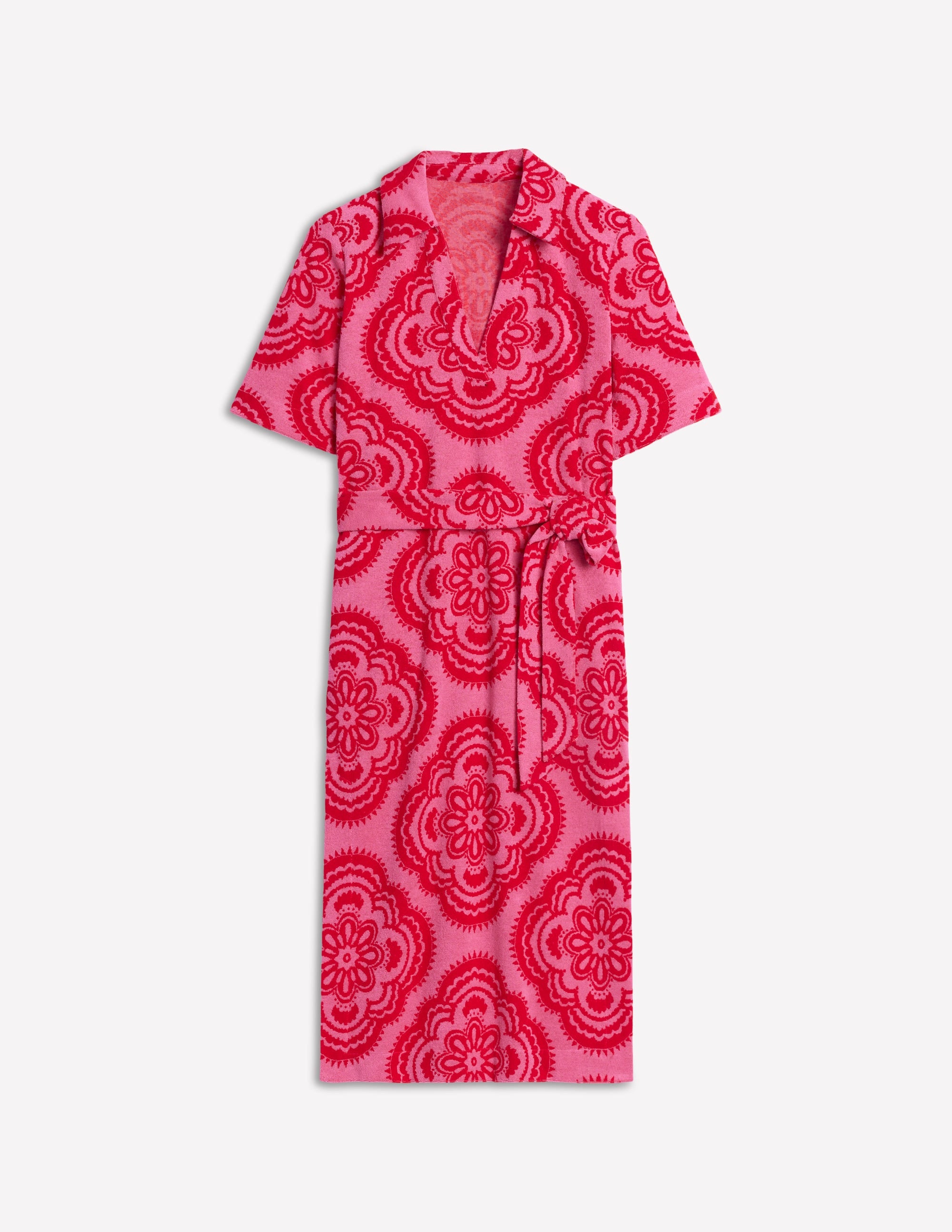 Collared Notch Towel Dress-Pink Rose, Botanic Blush - Image 5