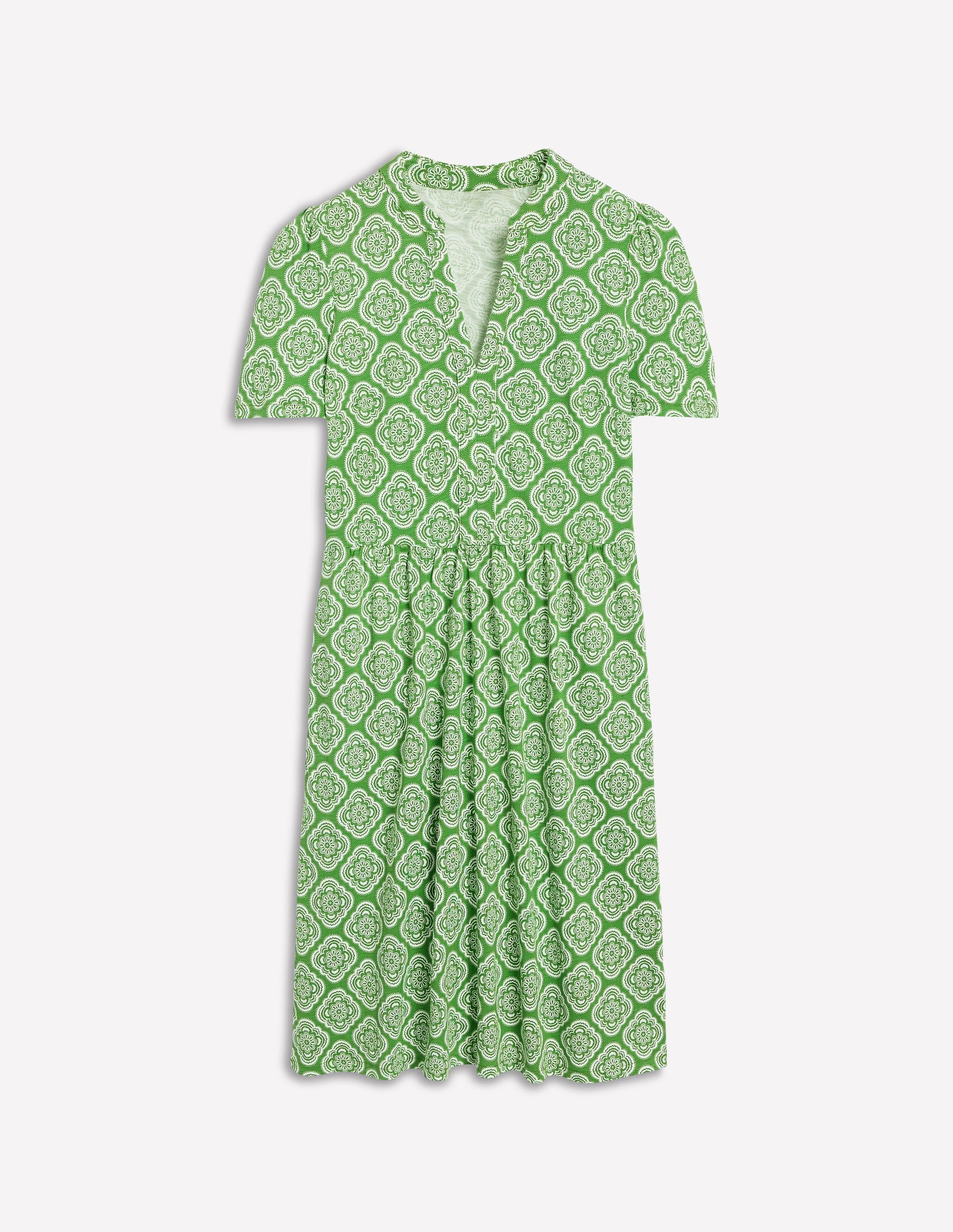 Naomi Short Sleeve Dress-Paradise Green, Botanic Blush - Image 5