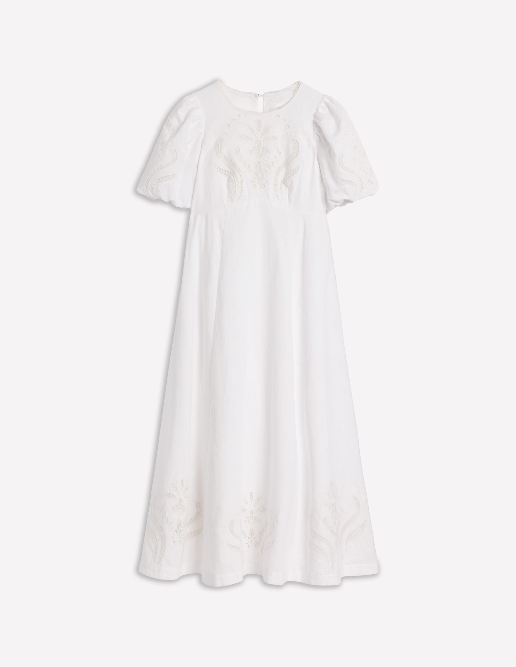 Empire Broderie Tea Dress-White - Image 6