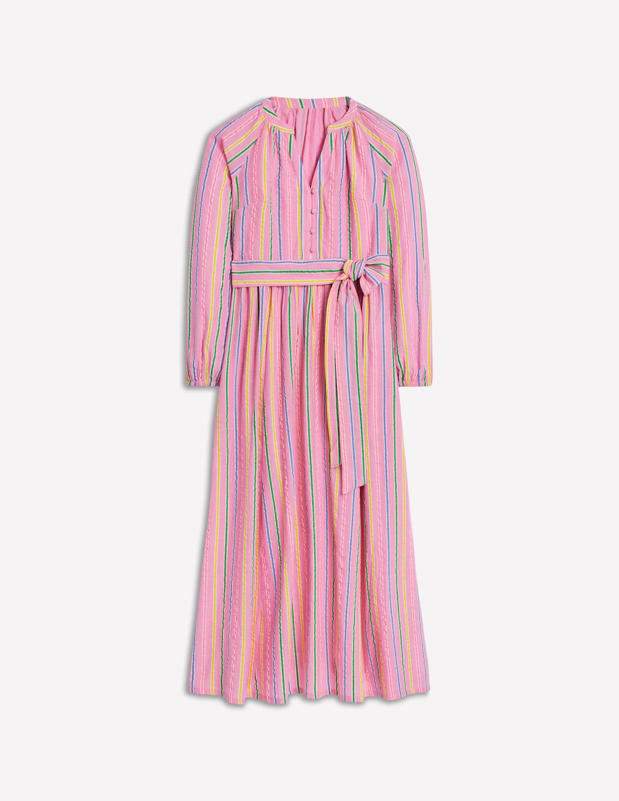 Faye Cotton Maxi Dress-Sorbet Pink, Seersucker Stripe - Image 6