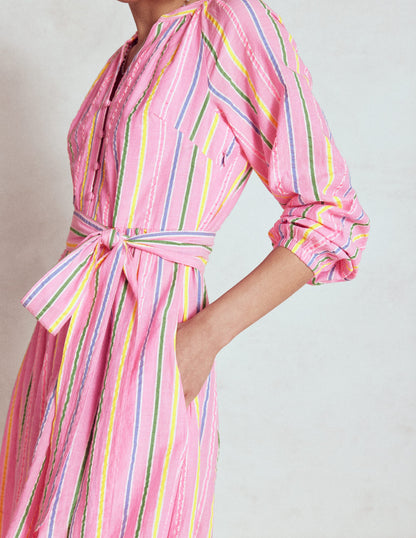 Faye Cotton Maxi Dress-Sorbet Pink, Seersucker Stripe-3