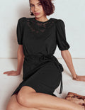 Cutwork Detail Short Dress-Black
