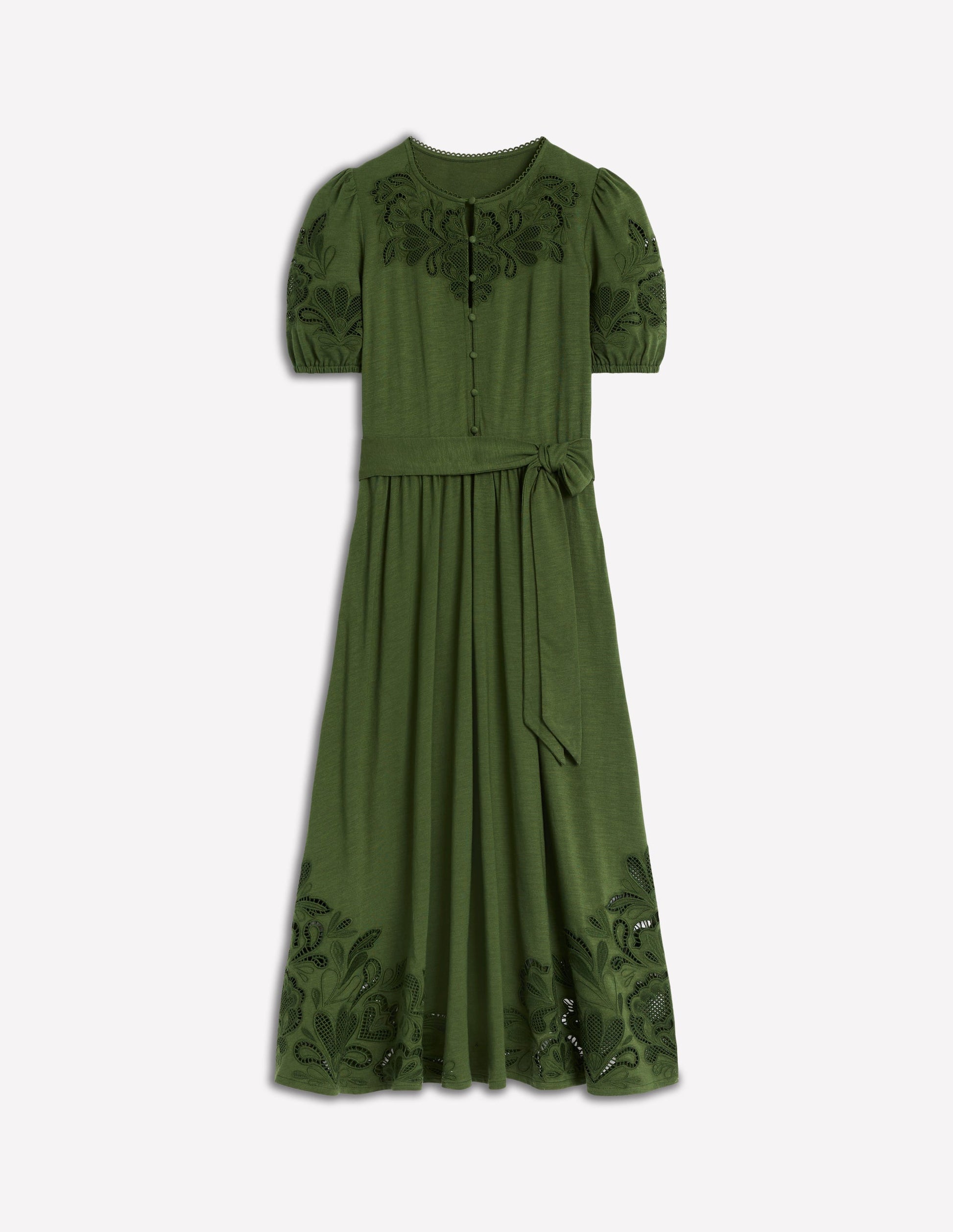 Cutwork Detail Midi Dress-Green Fir | Boden AU Cutwork Detail Midi Dress-Green Fir | Boden AU