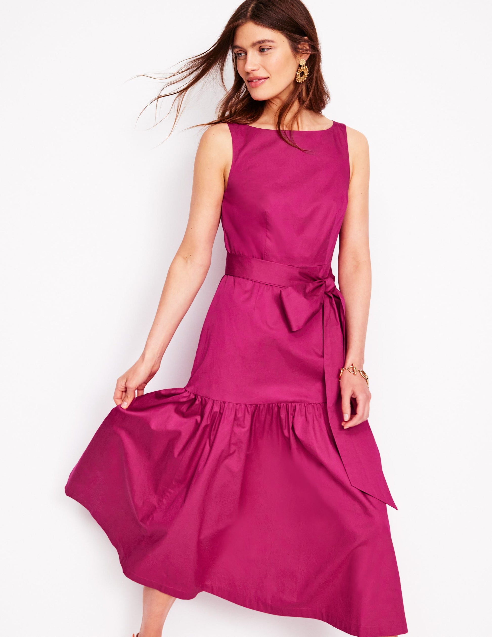 Deep Tier Fit & Flare Dress-Cherry Jam | Boden UK Deep Tier Fit & Flare Dress-Cherry Jam | Boden UK