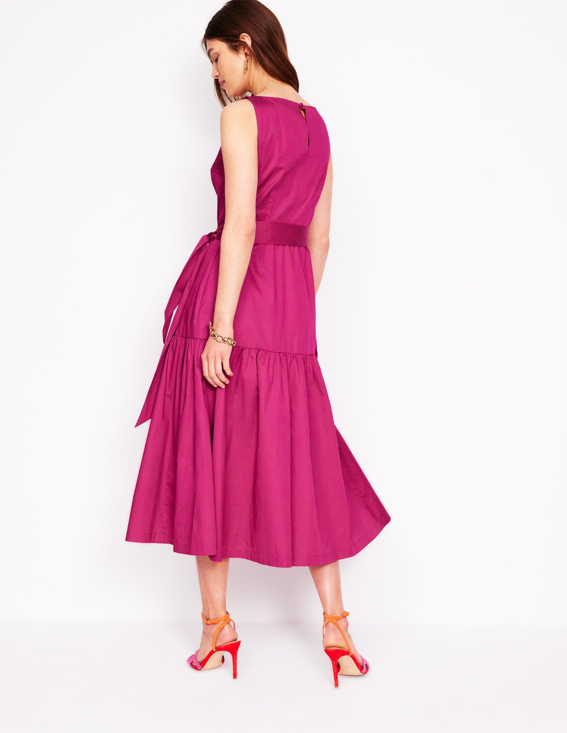 Deep Tier Fit & Flare Dress-Cherry Jam | Boden UK Deep Tier Fit & Flare Dress-Cherry Jam | Boden UK