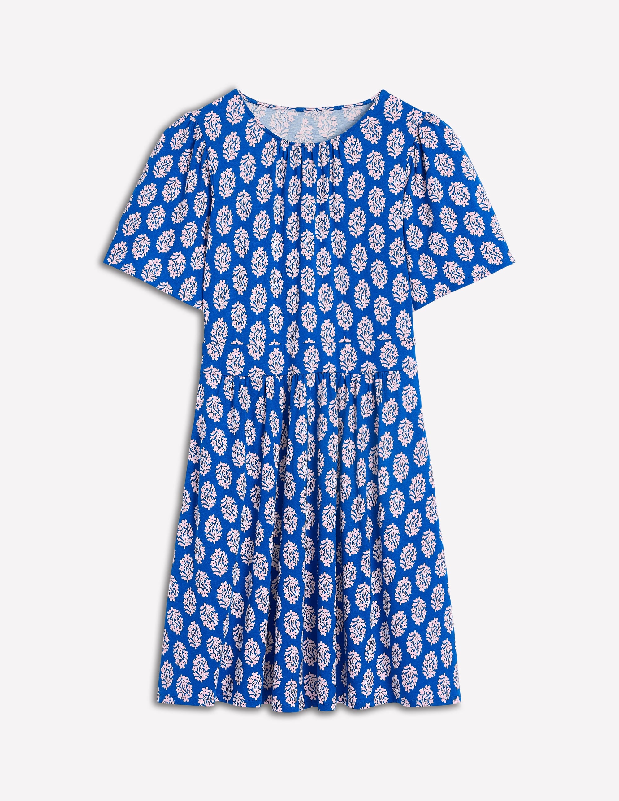 Louisa Short Jersey Dress-Gallery Blue, Posy Stamp - Image 5