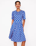 Louisa Short Jersey Dress-Gallery Blue, Posy Stamp