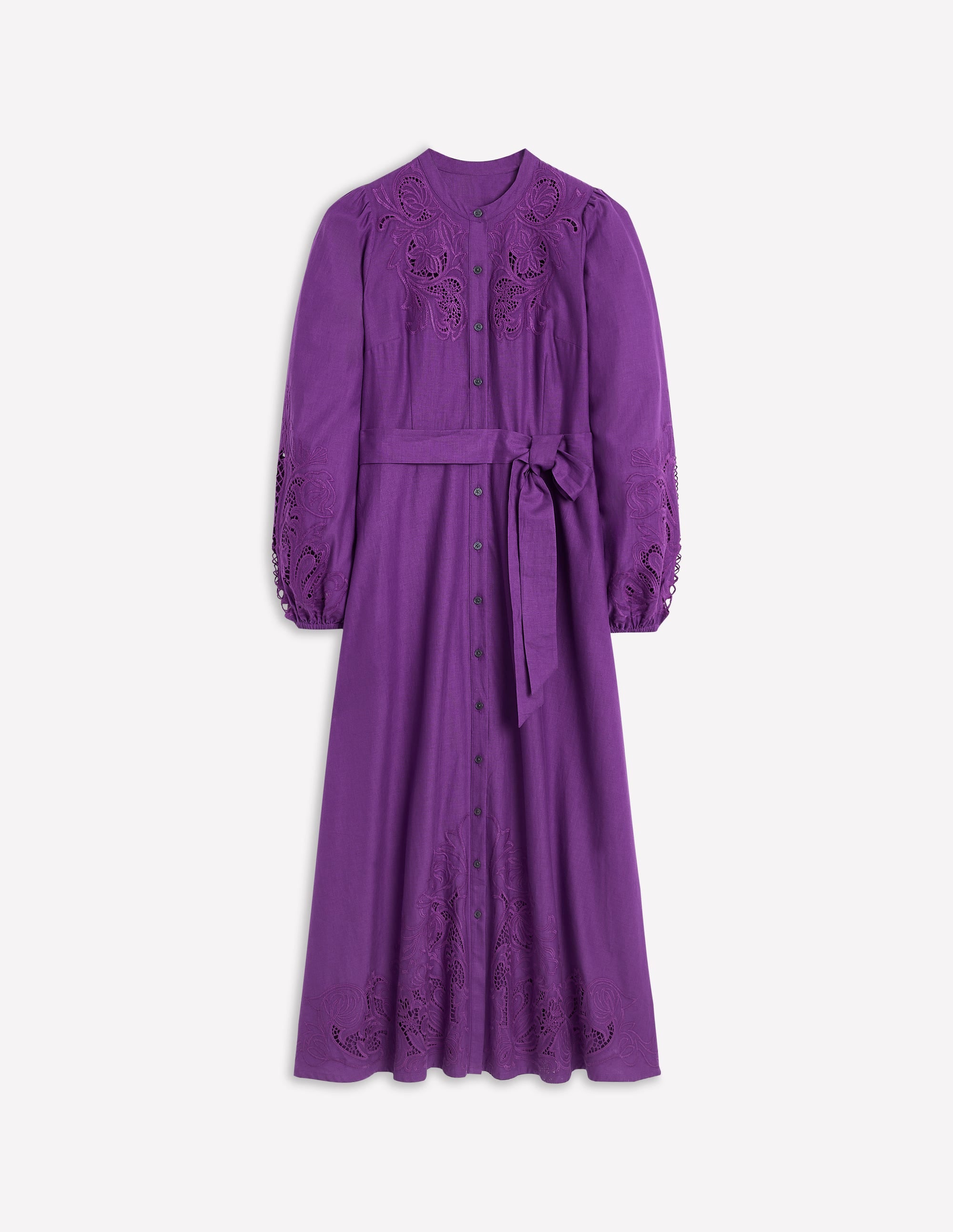 Mae Linen Blend Shirt Dress-Royal Purple - Image 7