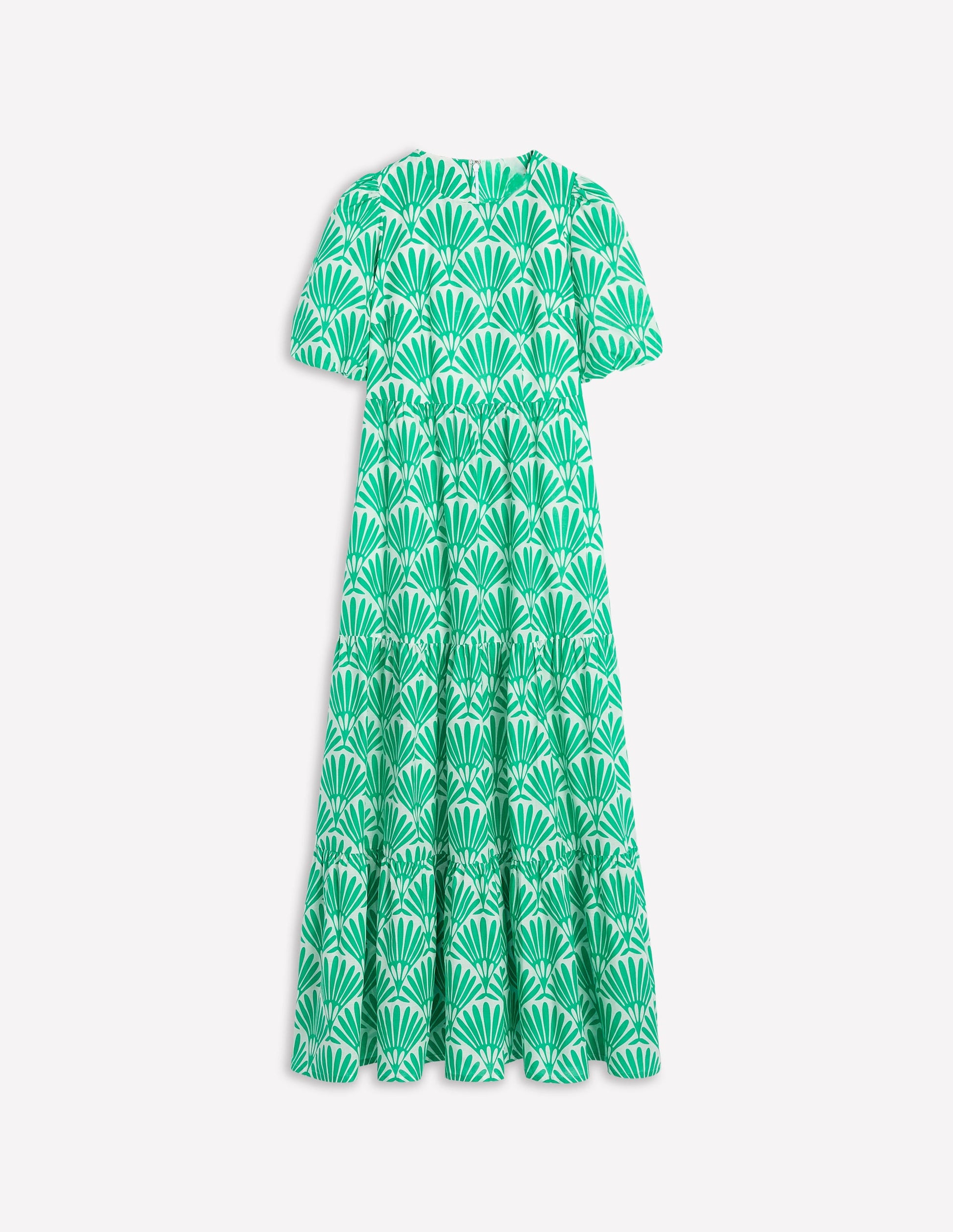 Tiered Poplin Maxi Dress-Aquamarine Blue, Deco Palm | Boden UK Tiered Poplin Maxi Dress-Aquamarine Blue, Deco Palm | Boden UK