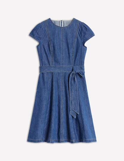 Imo Denim Godet Short Dress-Mid Vintage Denim-6