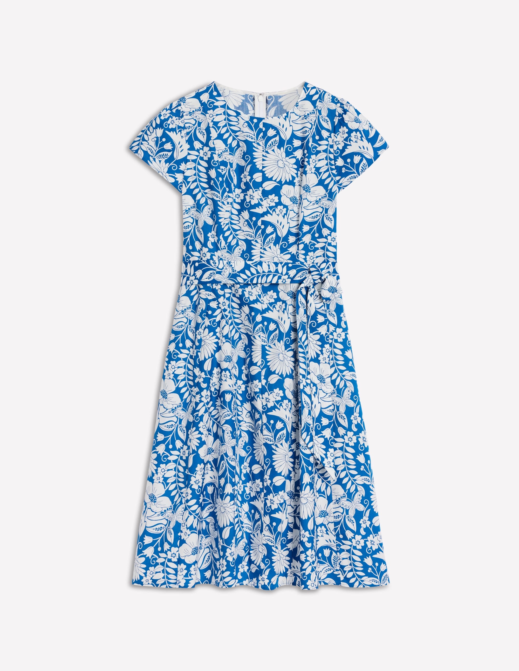 Imo Cotton Godet Short Dress-Gallery Blue, Wildflower Trail - Image 5
