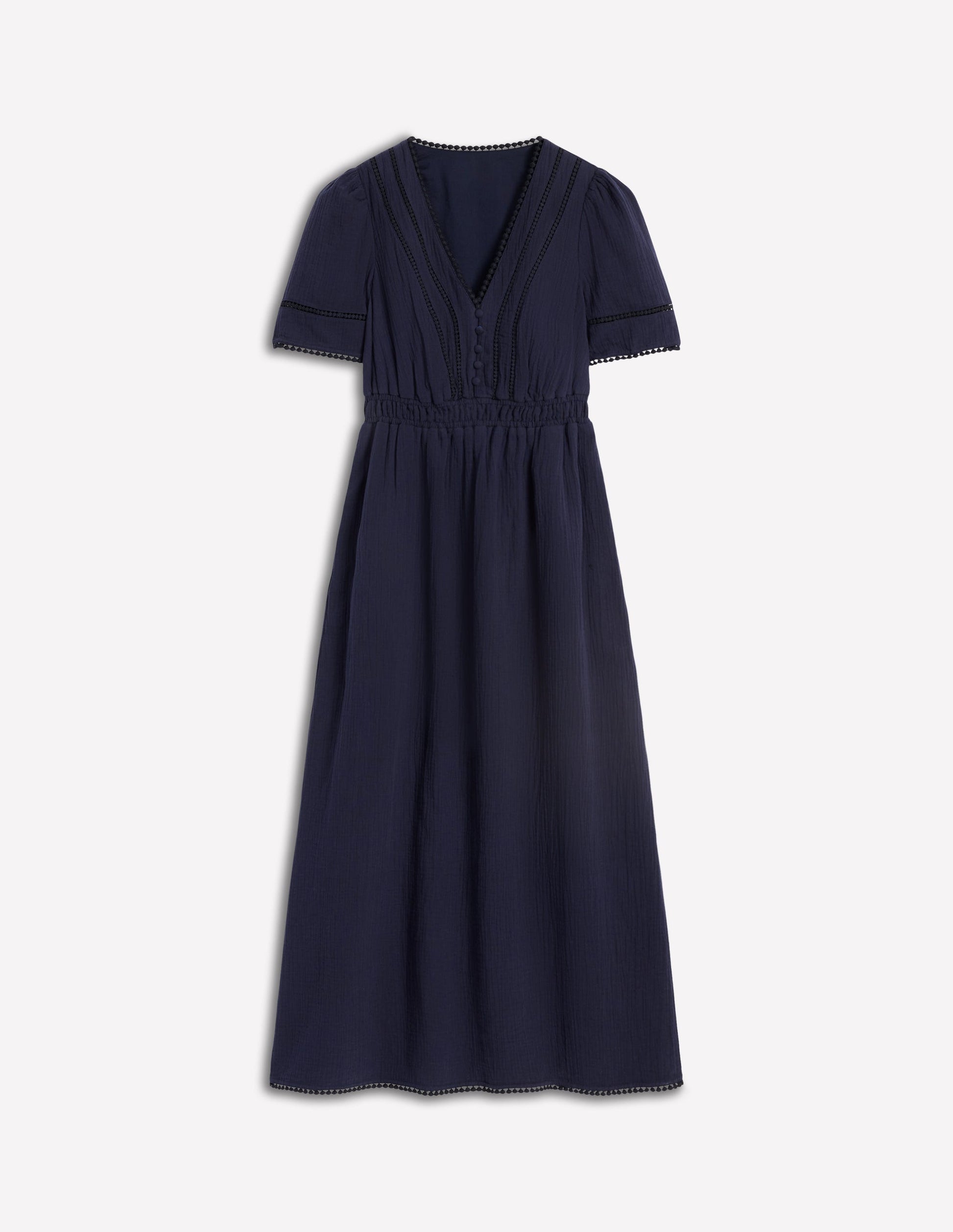 Trim Double Cloth Dress-Navy | Boden UK Trim Double Cloth Dress-Navy | Boden UK