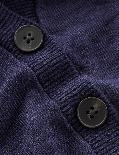 V-Neck Linen Waistcoat-Navy-6