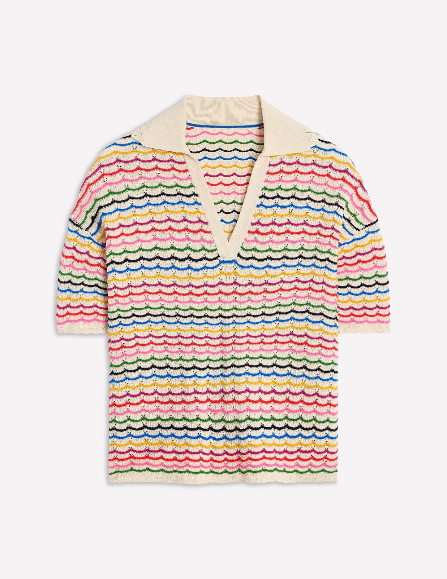 Collared Henley Jumper-Multi, Rainbow