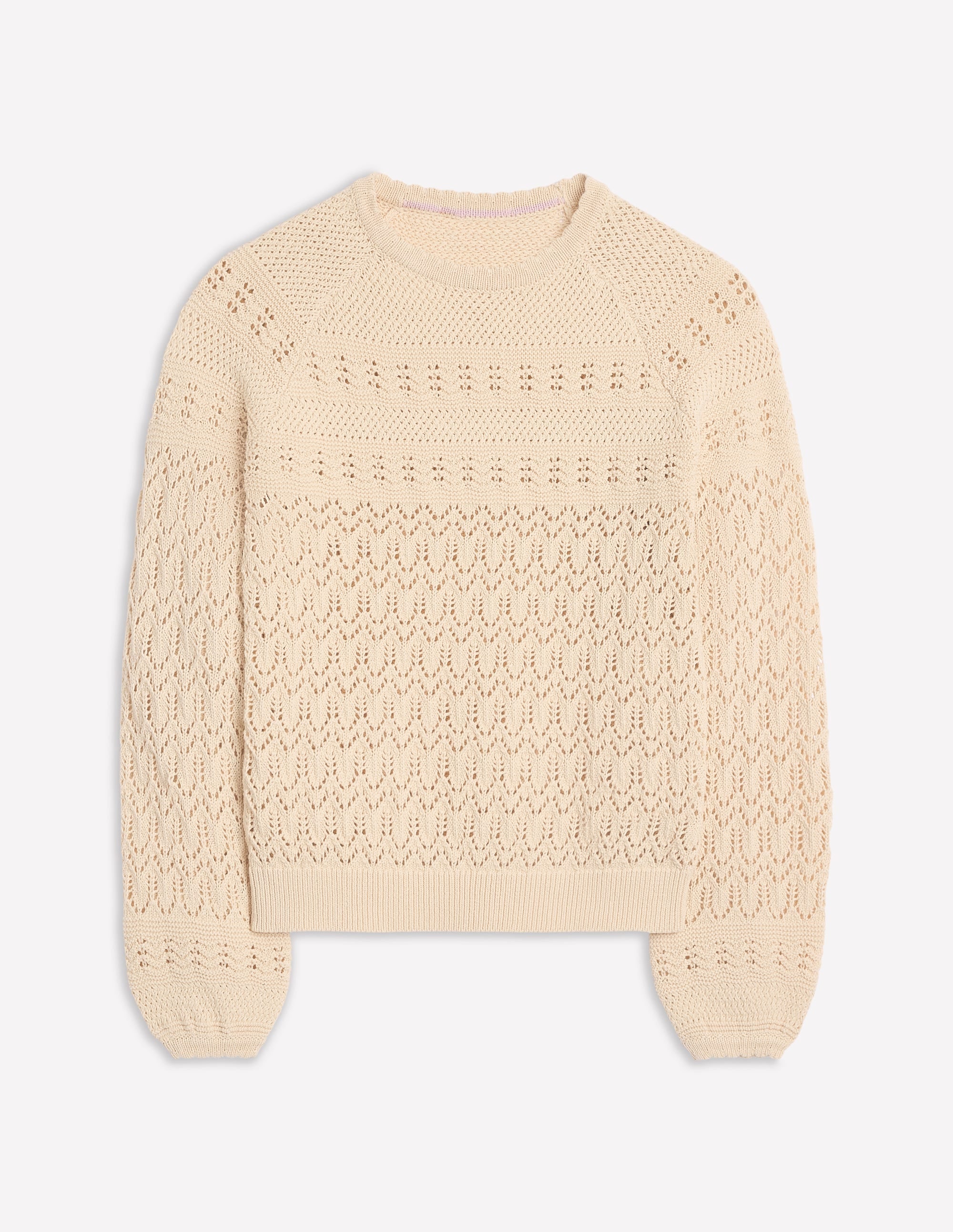 Cotton Stitch Crew Jumper-Warm Ivory - Image 5